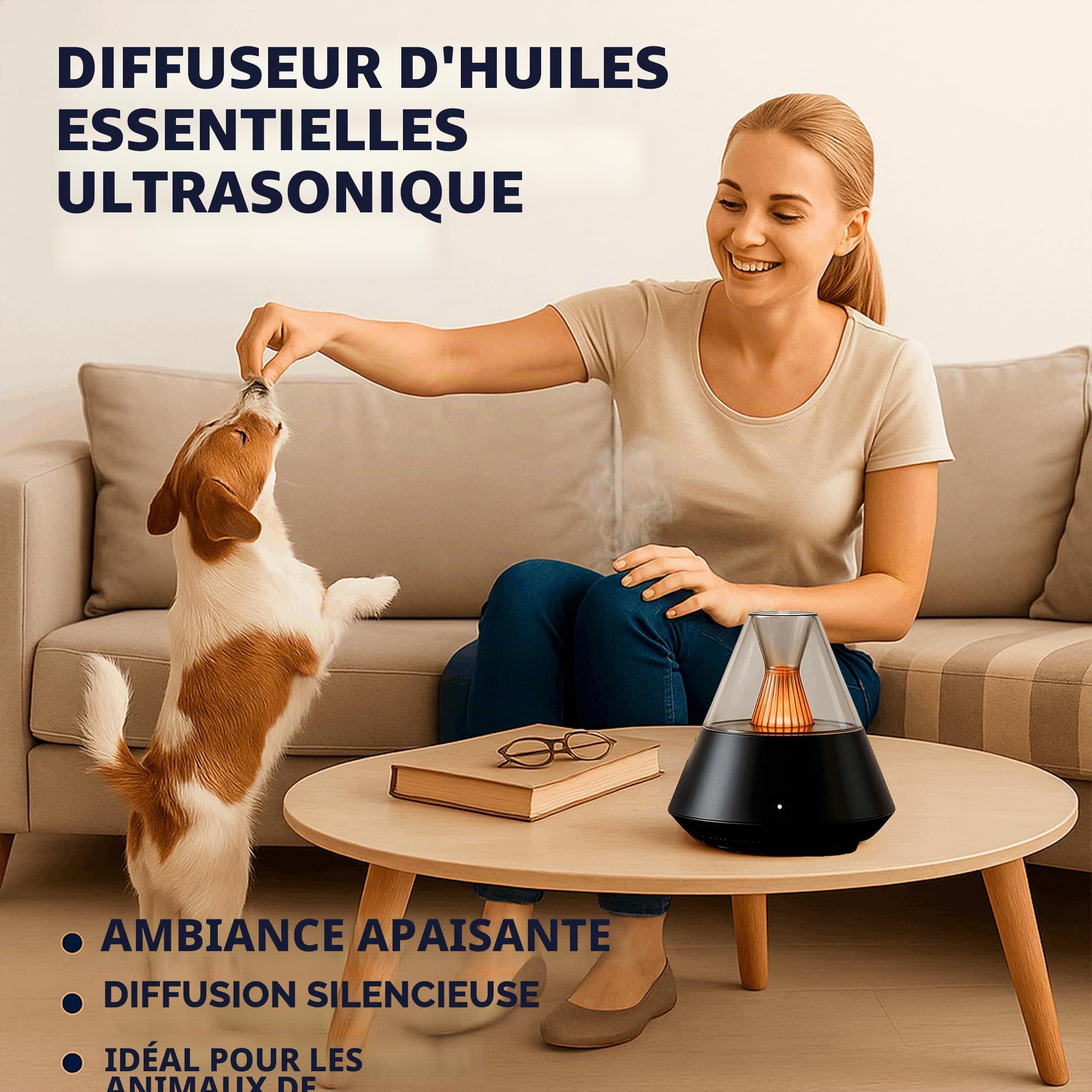 ALMA® Diffuseur & Humidificateur d'Aromathérapie à Lampe Aux Chandelles - Diffuseur d'Huiles Essentielles 150 ML – Humidificateur Ultrasonique à Brume Fraîche