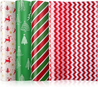 KKBES 100 Sheets Christmas Wax Paper Sheets, Deli Paper Wrap, Greaseproof Wrap Tissue, Paper Liners for Fast Food Baking Cooking Frying, Assorted Designs