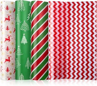 KKBES 100 Sheets Christmas Wax Paper Sheets, Deli Paper Wrap, Greaseproof Wrap Tissue, Paper Liners for Fast Food Baking Cooking Frying, Assorted Designs