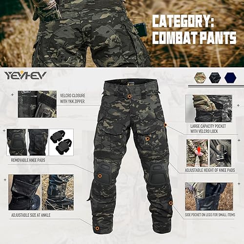 Miniatura 33 de Conjunto de ropa militar de combate G3, ropa táctica de camuflaje, uniforme de caza, equipo de paintball con rodilleras para hombres Camouflaje