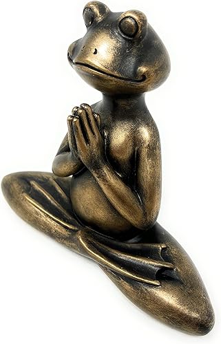Miniatura 2 de Nature's Mark Estatua de rana meditadora de resina de 6 pulgadas de alto, decoración decorativa para el hogar, decoración para mesa, sala de estar,