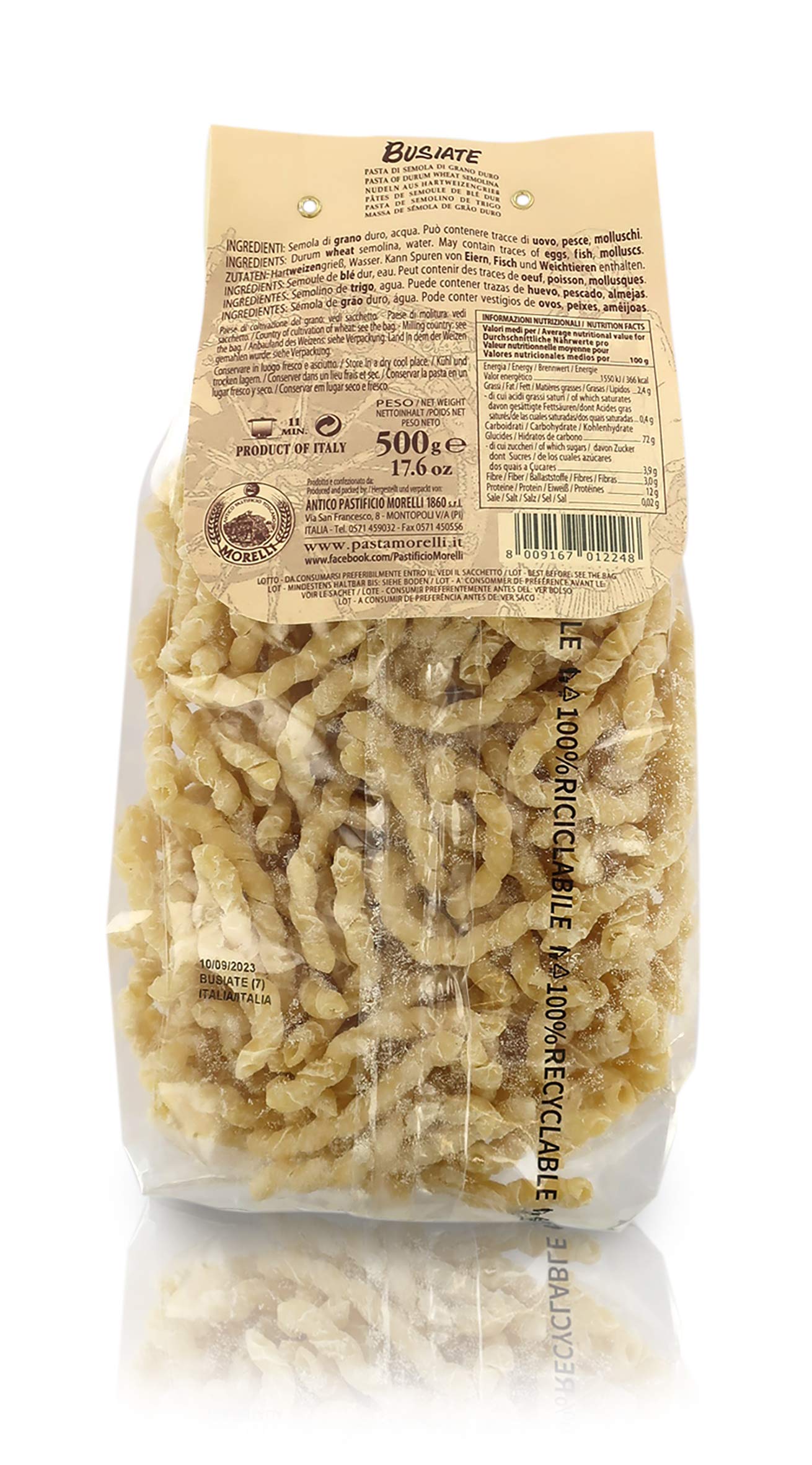 Antico Pastificio Morelli 1860 Srl Busiate Typische regionale Paste, 6 Packungen à 500 g