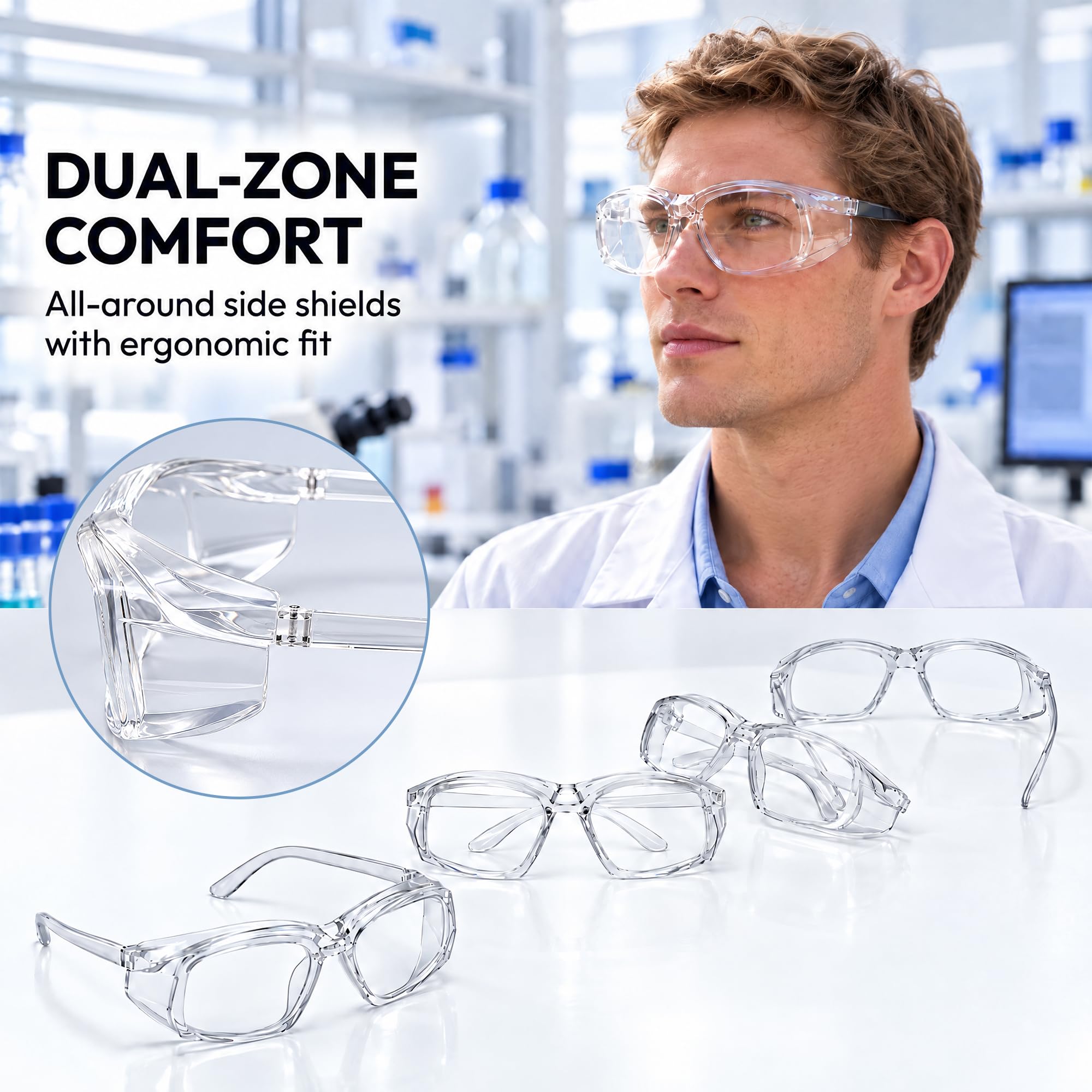 MORK&SUKY Safety Glasses for Men&Women, Anti-Fog Protective Eyewear with Side Shields for Woodworking, Lab Work,Construction. — Amazon image 3