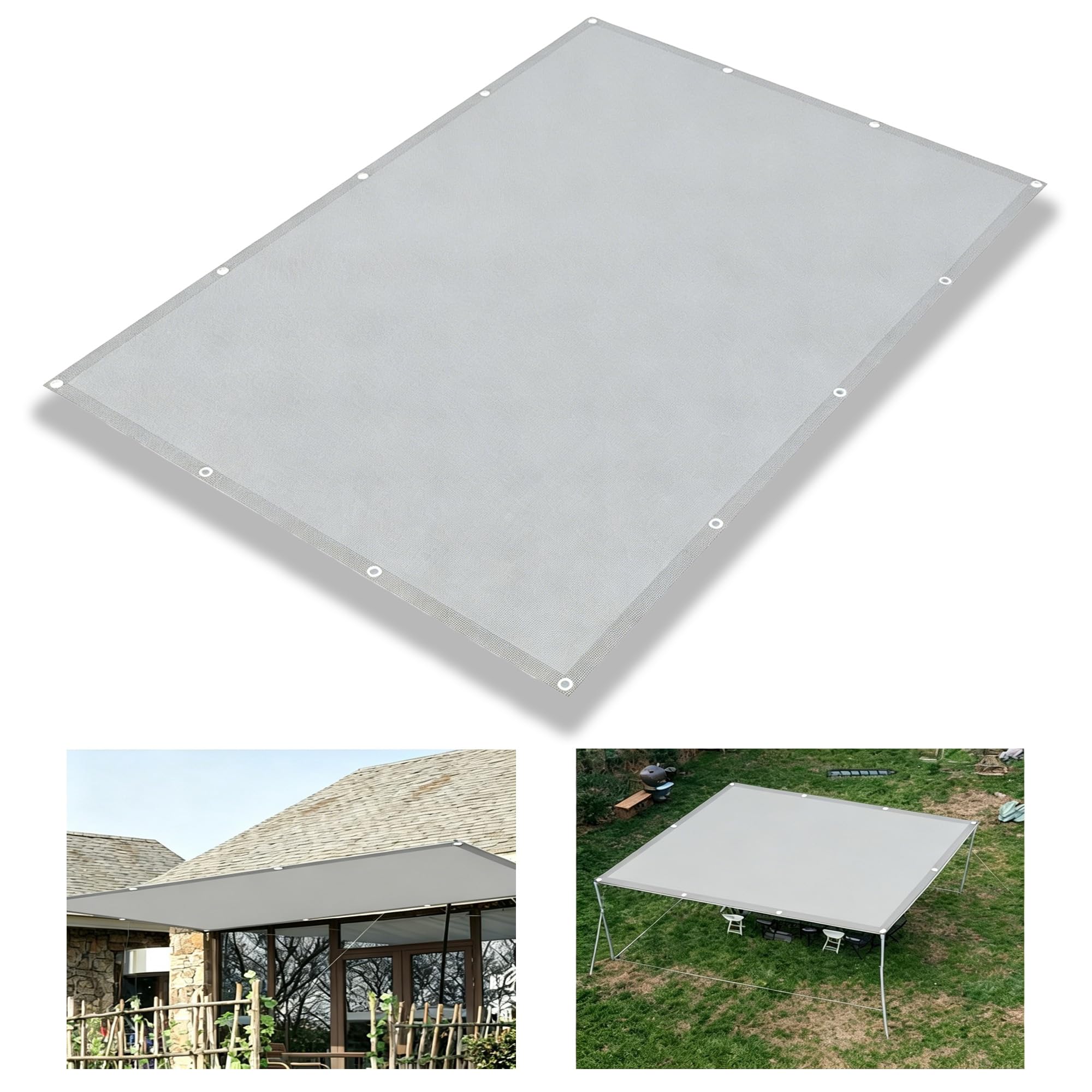Prostokątny żagiel przeciwsłoneczny 2 x 3,1 m, wodoodporny żagiel przeciwsłoneczny, 310 x 200 cm, ochrona przed promieniowaniem UV, żagiel do ogrodu, na balkon, taras szary klaro