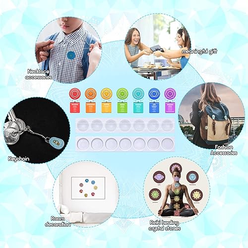 Miniatura 7 de Geiserailie Molde de resina de 7 chakras con piedras de resina, molde de silicona con símbolo, letra de runa epoxi, símbolo de bricolaje, fundición