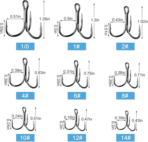 Miniatura 3 de Treble Fishing Hooks,Super Sharp Solid Triple Barbed Fish Hook Strong Wide Gap High Carbon Steel Barbed Hook for Fishing Lures Baits Freshwater