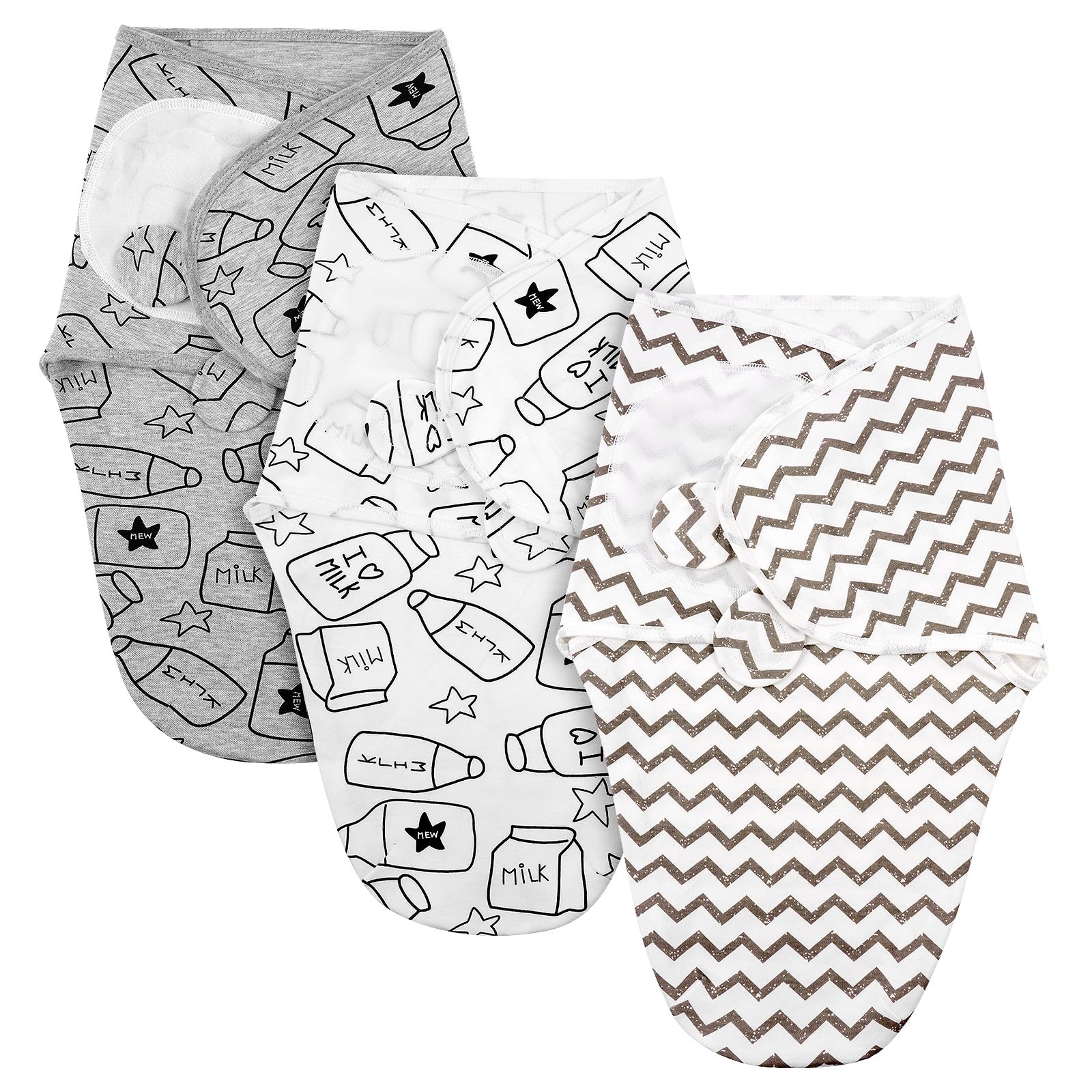 AYBUY Pucksack Baby, 0–3 Monate Schlafsäcke für Neugeborenen, Bio-Baumwolle Baby Schlafsäcke für Neugeborene, Swaddle Decke Pucktuch, Babyschlafsack Wickeltuch Unisex 3er (Dunkelgrau)