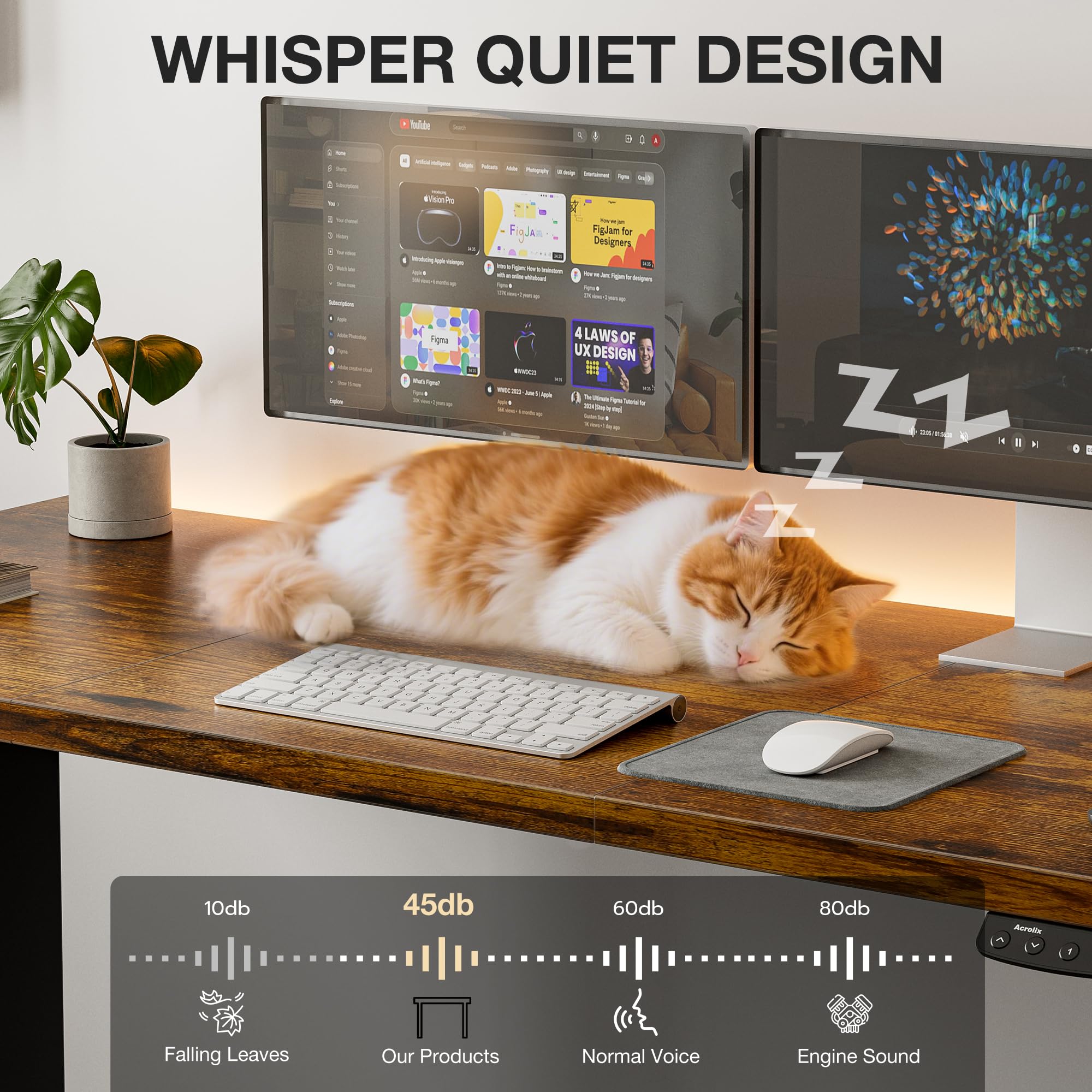 Adjustable Standing Desk with Cable Management 48 X 24 Inches Electric Stand Up Desk 176LBS Load 2 Memory — view 8