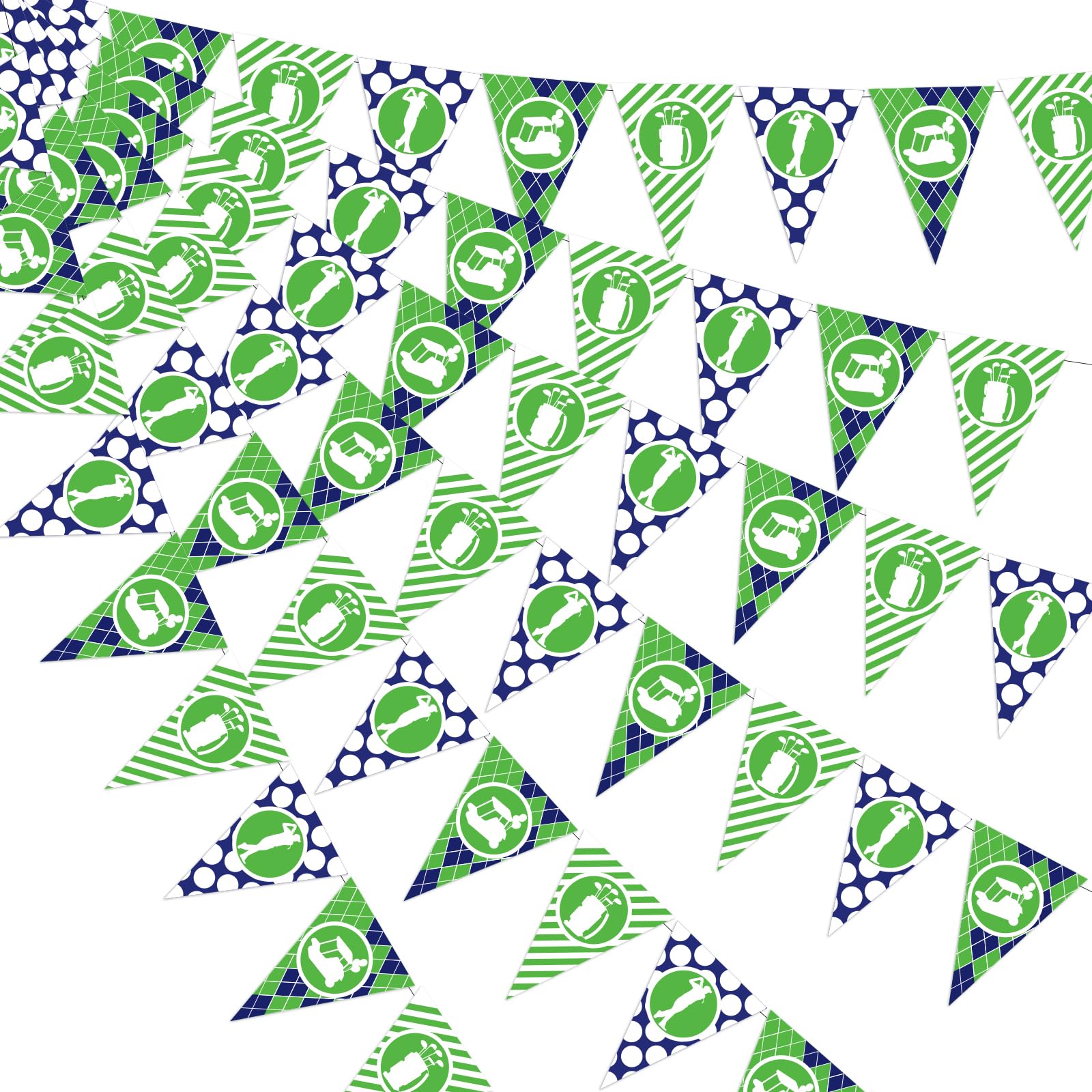 Golf-Party Dekoration – 3x Blaue & Grüne Wimpelketten Mit Golfmotiven Für Geburtstag, Junggesellenabschied & Mottoparty