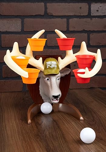 Miniatura 2 de Juego de Deer Pong, cuenta con cabeza de ciervo parlante y música, incluye 6 tazas de fiesta y 8 bolas, divertido juego familiar para edades de 8