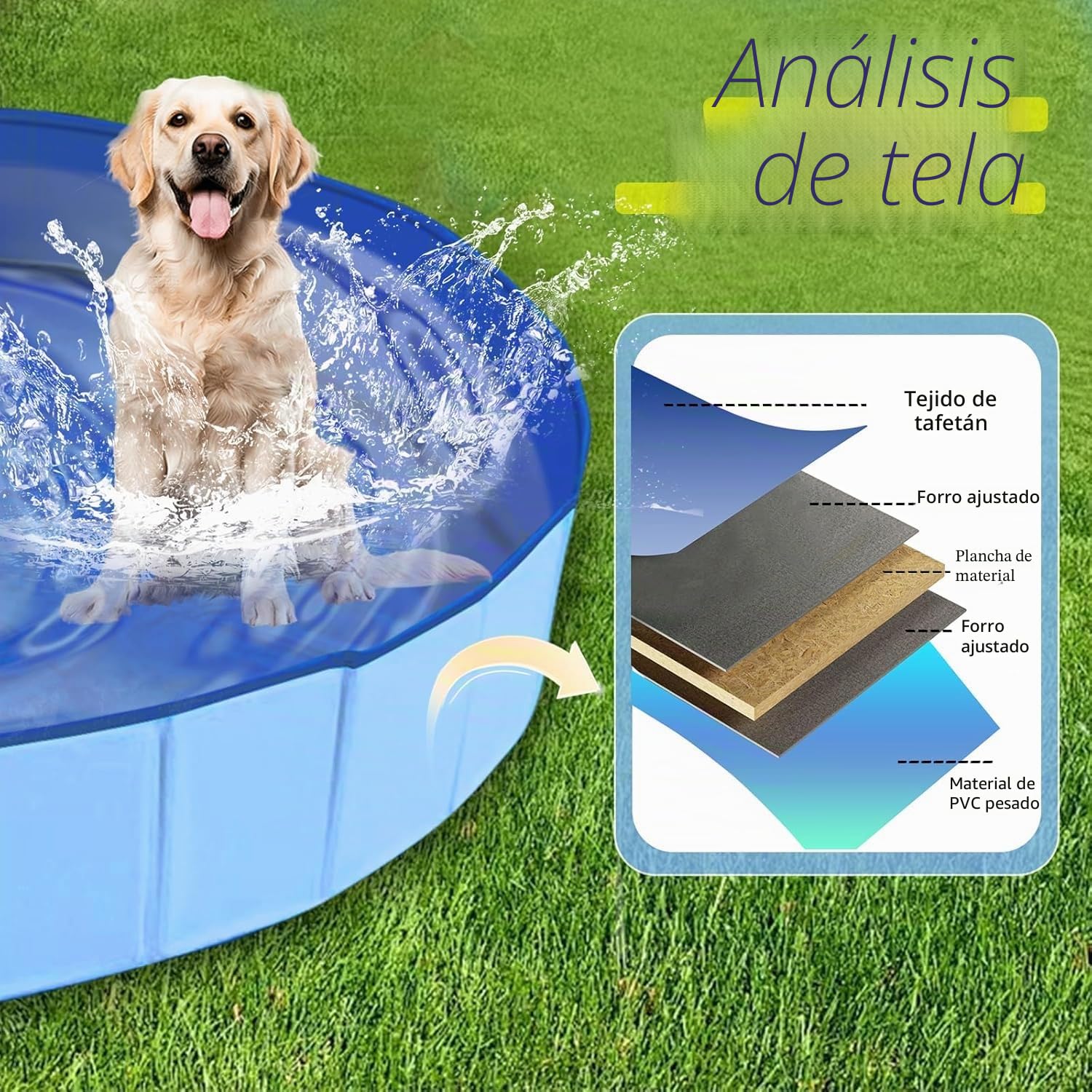 Piscina para perros, piscina plegable, resistente e impermeable para perros pequeños, medianos y grandes Bañera antideslizante con superficie resistente al desgaste para gatos y perros (XL-160*30cm)