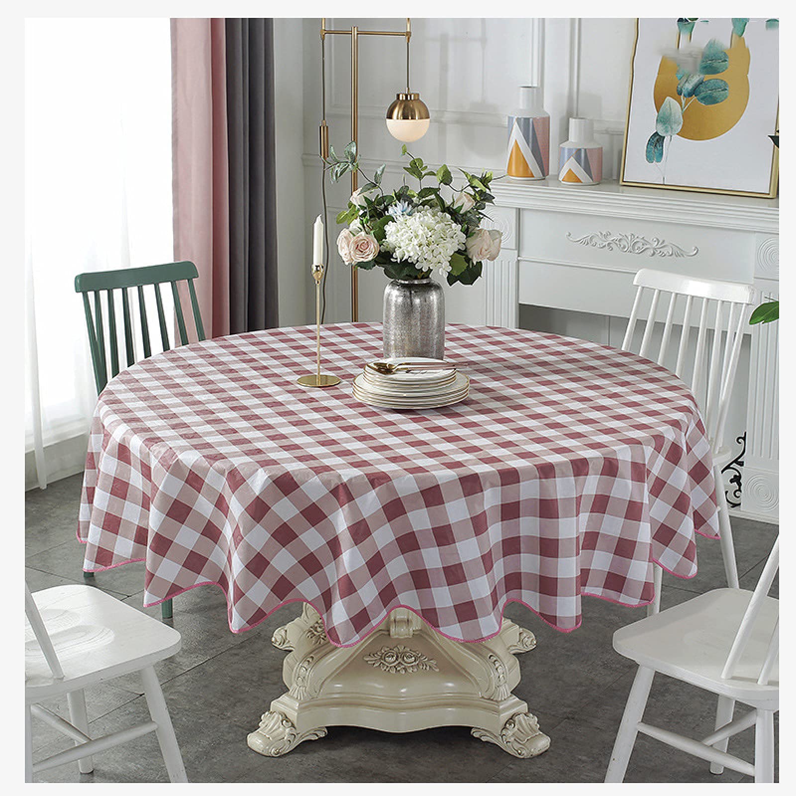 Nappe ronde en PU facile à nettoyer anti-tache pour salle à manger