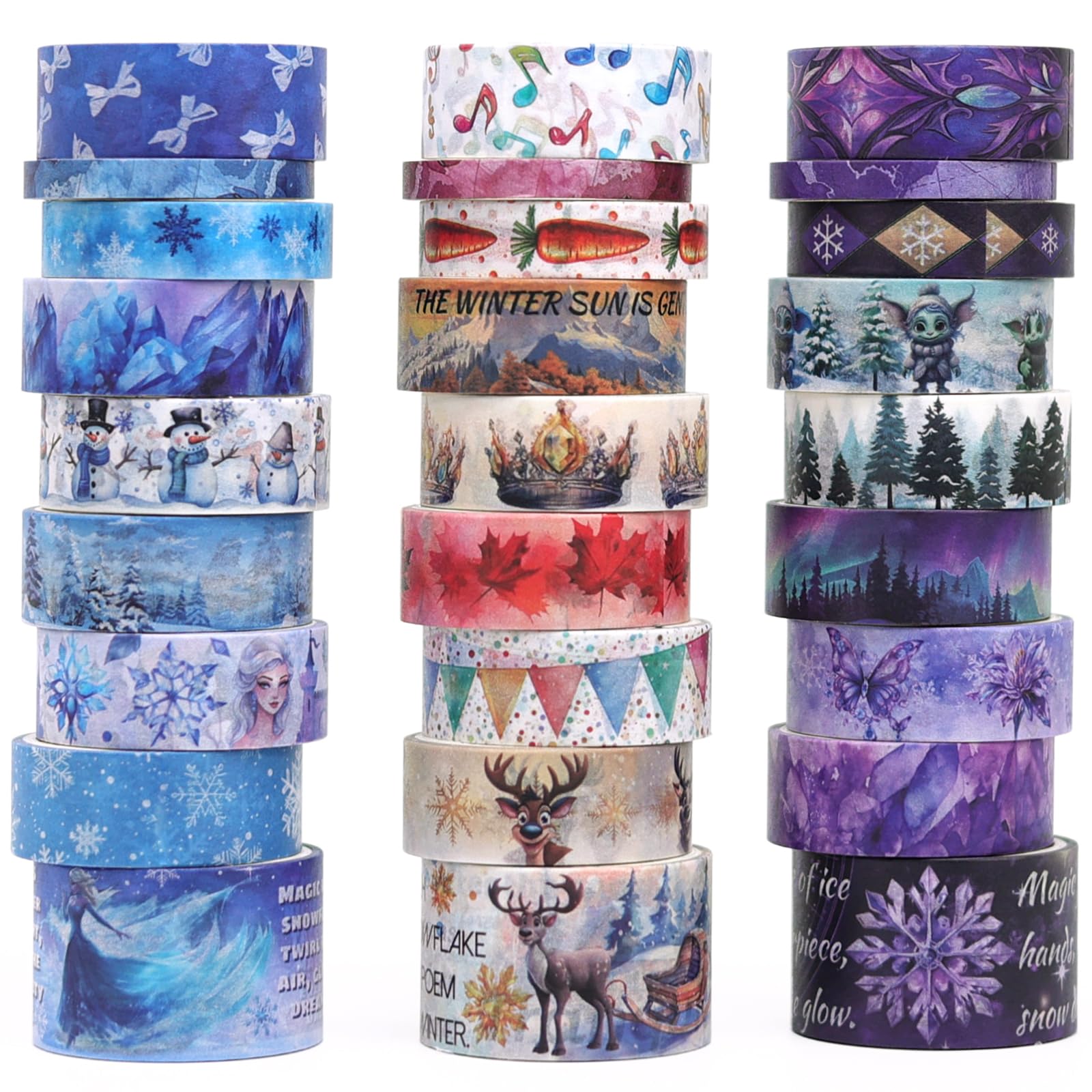 AAPOZZ Christmas Washi Tape Set - 27 Rolls Decorative Tape with Snowflake, Winter Washi Tapes for Journaling, Scrapbooking, DIY Crafts, Kids Gift