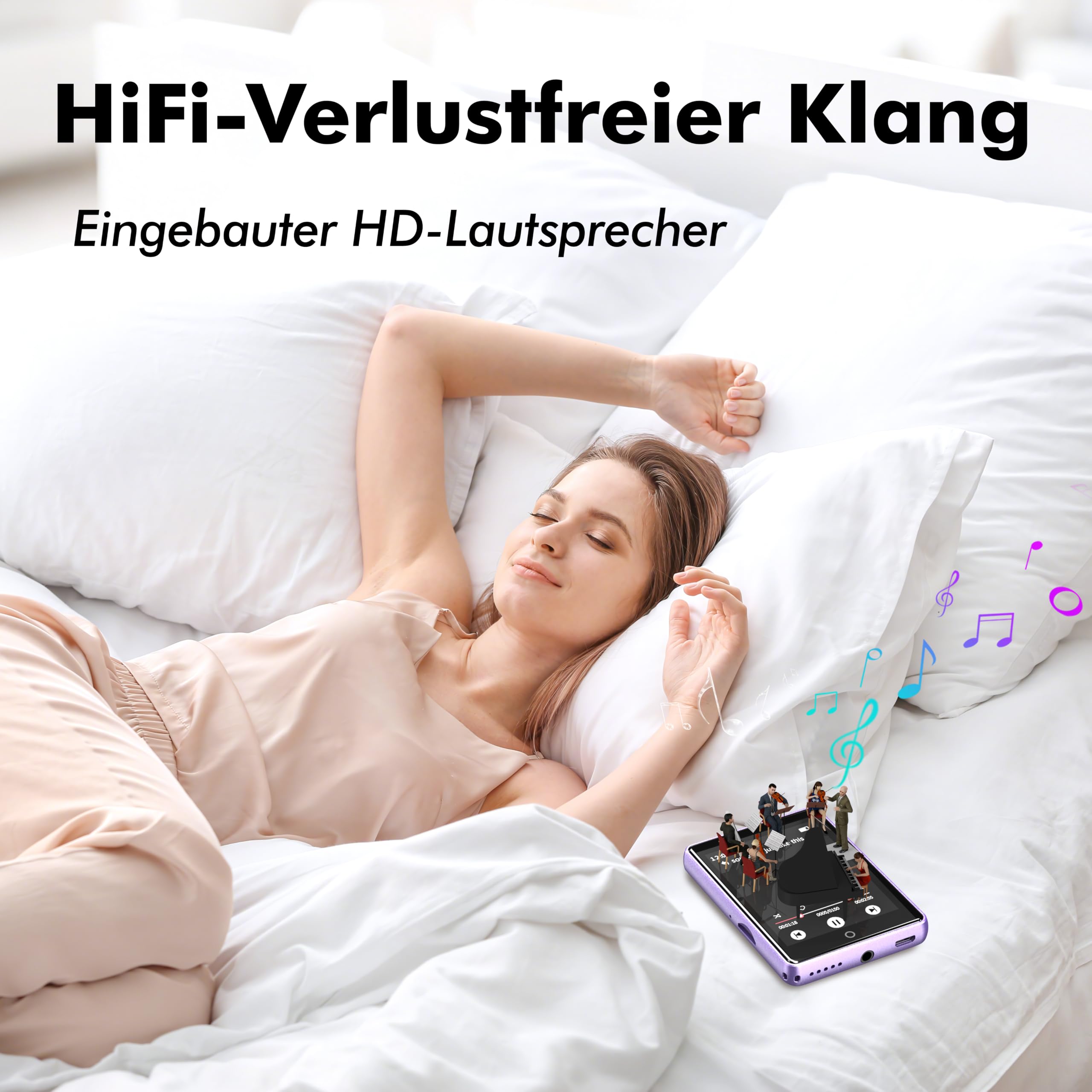 32GB MP3 Player mit Bluetooth 5.3, tragbarer MP3-Player mit Lautsprecher