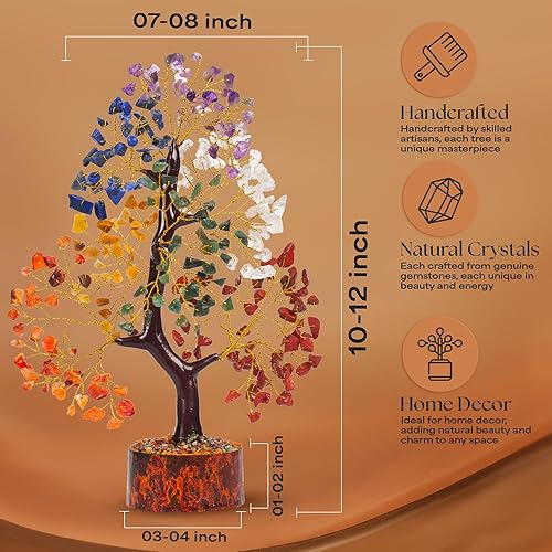 Miniatura 2 de SUBSH Árbol del dinero de siete chakras, pirámide de piedra de siete chakras, cristal de piedras preciosas curativas naturales, fortuna bonsái para