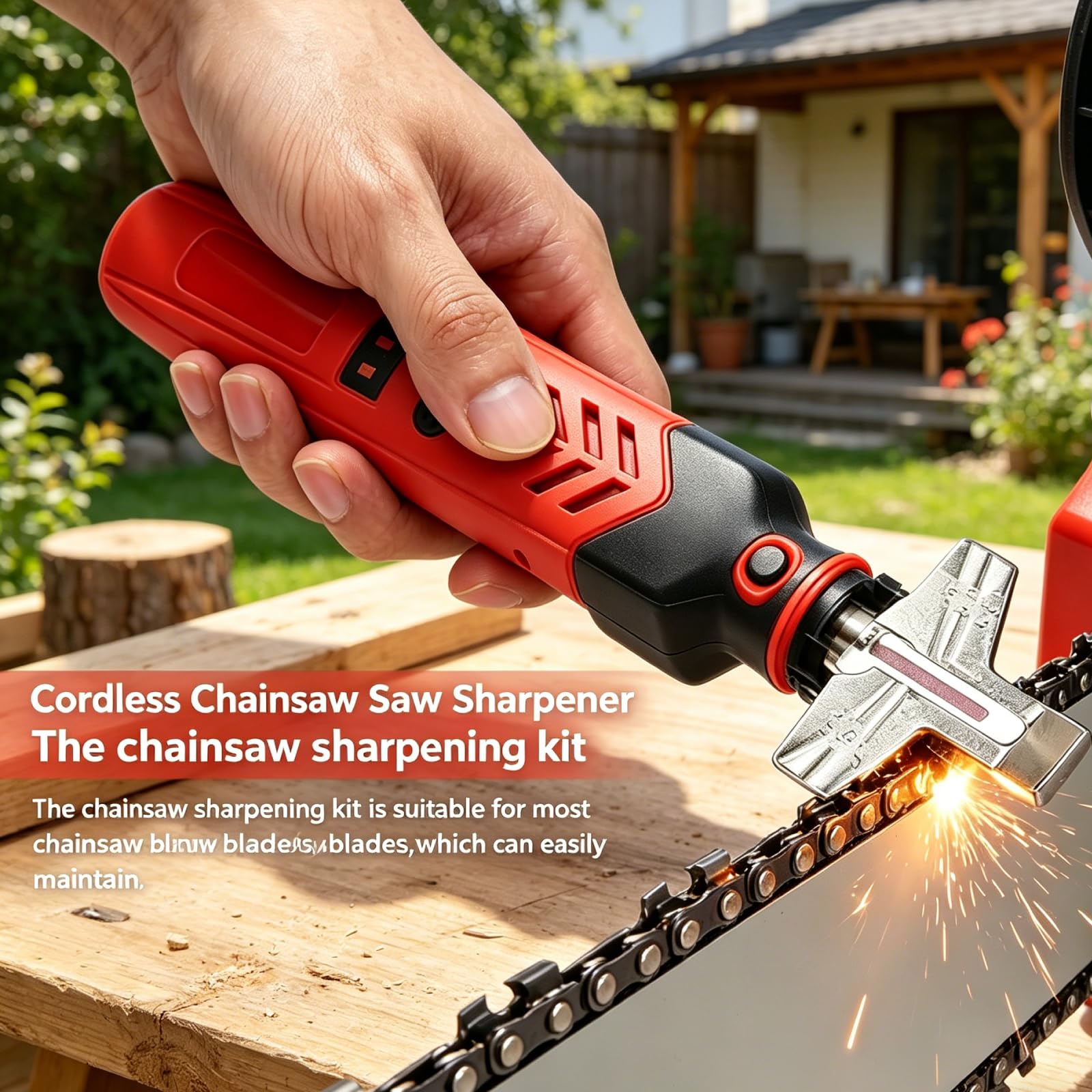 Affuteur Chaine Tronçonneuse électrique, Portable Affuteuse De Chaine Tronconneuse électrique Sans Fil Rechargeable,Kit Aiguiseur Affûtage Chaînes Tronçonneuses à Main Pour Affûtage précis des chaînes