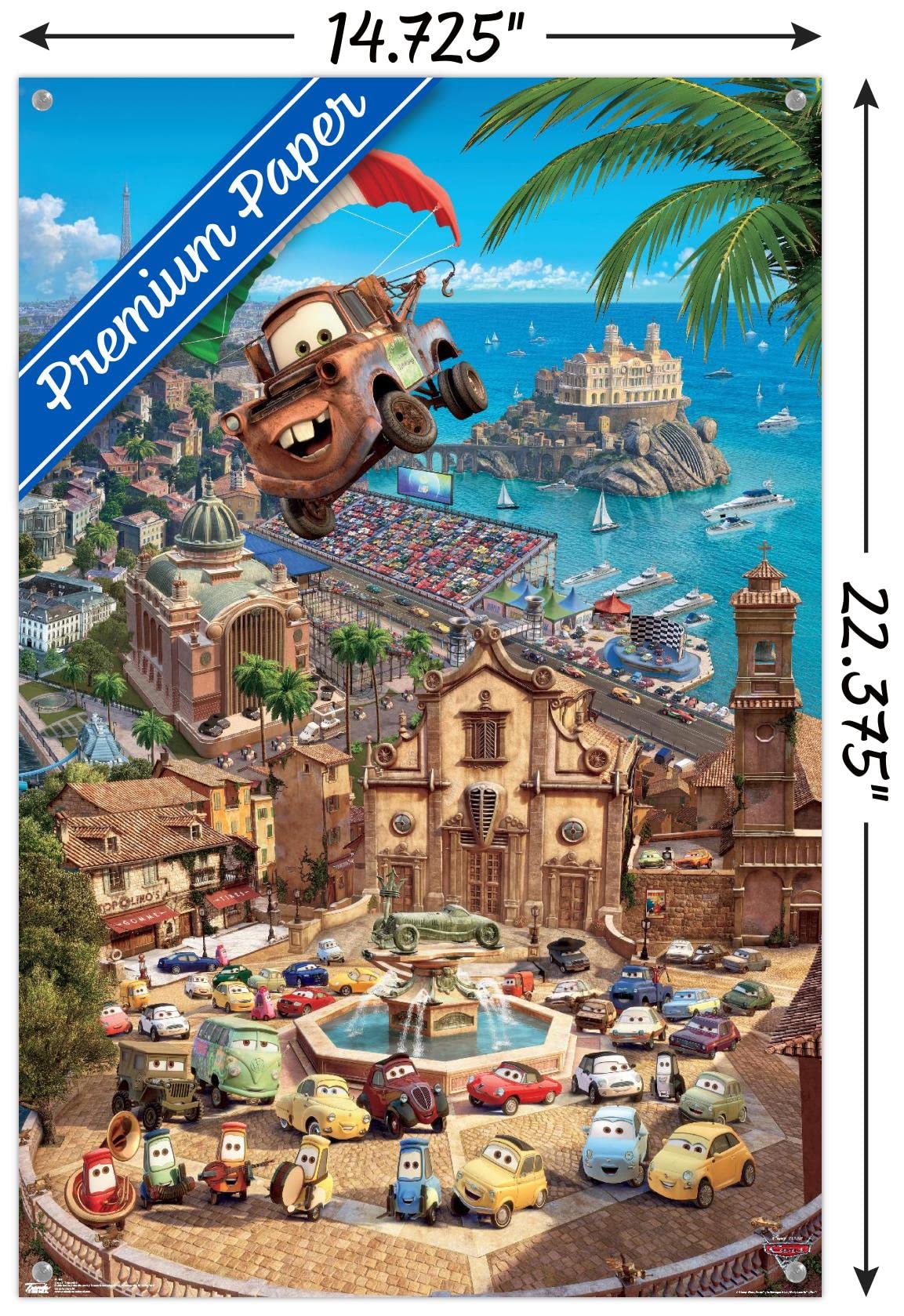 Amazon.com: Disney Pixar Cars 2 - Triptych 3 Wall Poster with Push