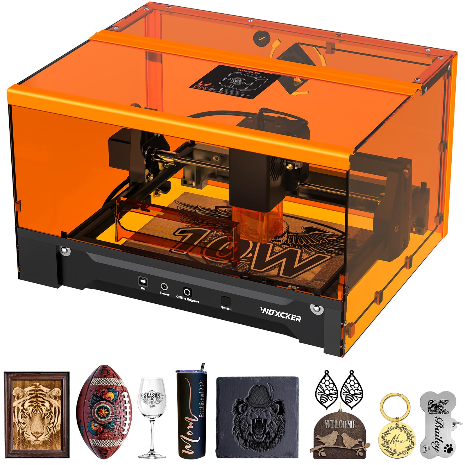 Machine a Graver Laser, L2 Flex 5,5 W Graveur Laser avec Boîtier Machine, Haute Précision Découpe Laser, Gravure et Découpe du Bois, du Métal et du Verre Convient aux Débutants (Classe 1, 5500 mW)