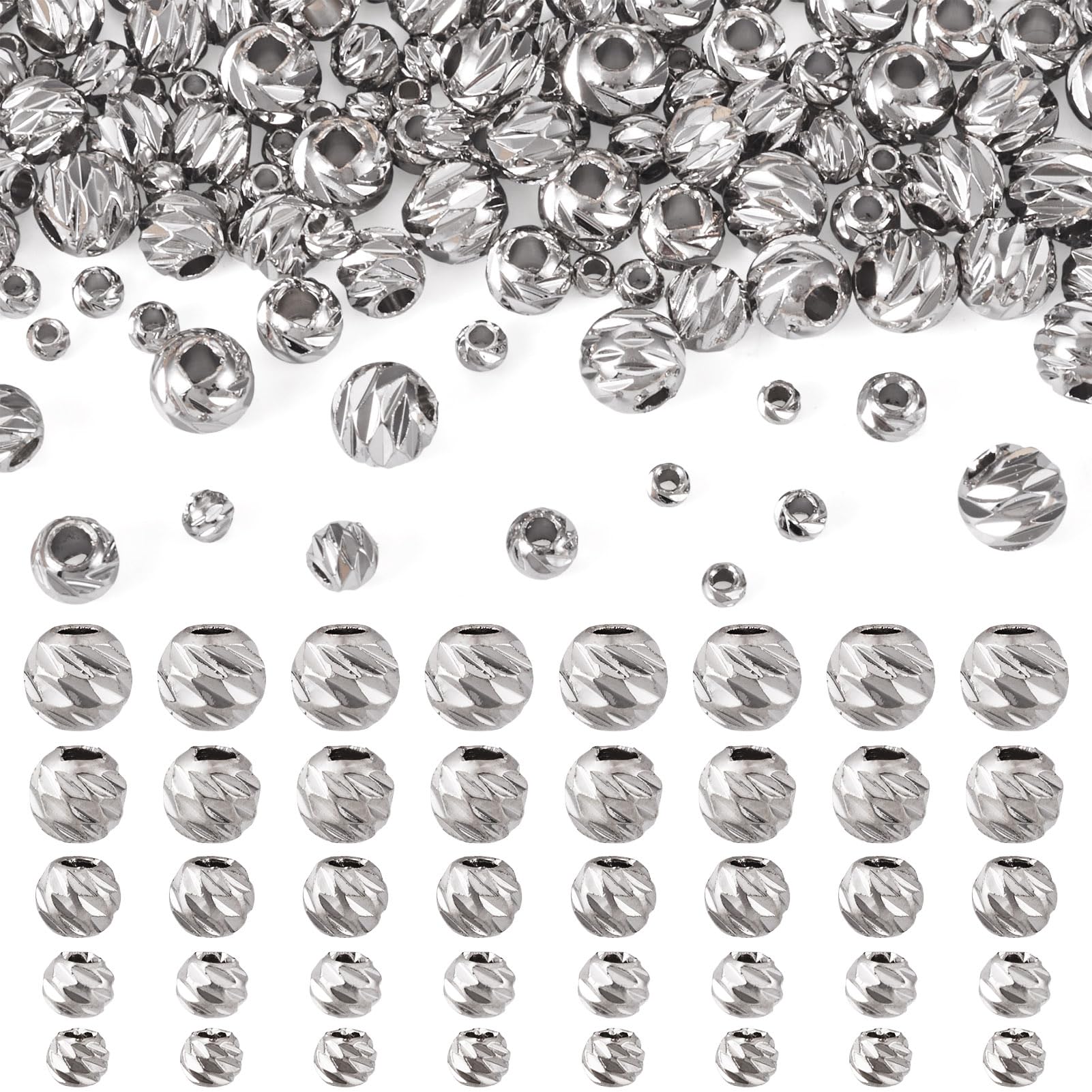 Perles d'espacement rondes en platine x150 pour la création de bracelets et colliers DIY
