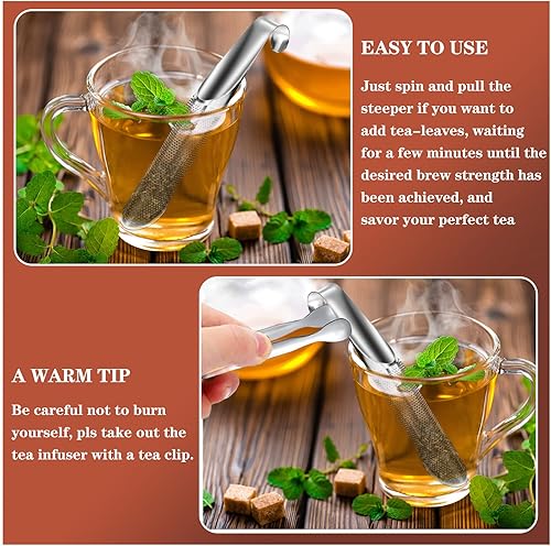 Miniatura 3 de Infusor de té para té de hojas sueltas, difusores de té de acero inoxidable 304 con clip de té, coladores de té de malla fina de viaje, infusores de