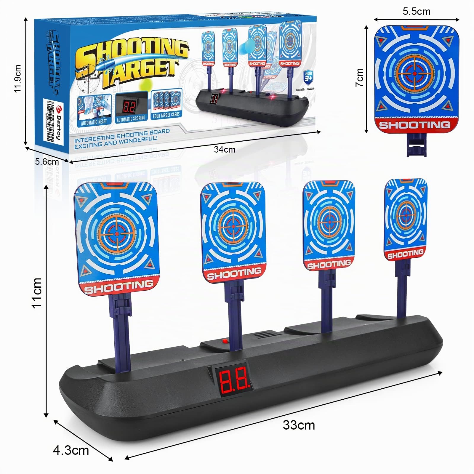Digitale Zielscheibe für Nerf, Ziele Elektrisch Kinderspiele ab 3 4 5 6 7 8 9 10 Jahr Kinder Junge Auto Reset Target mit 20 Darts Indoor Schieß Spiele Geburtstag Weihnachten Geschenk