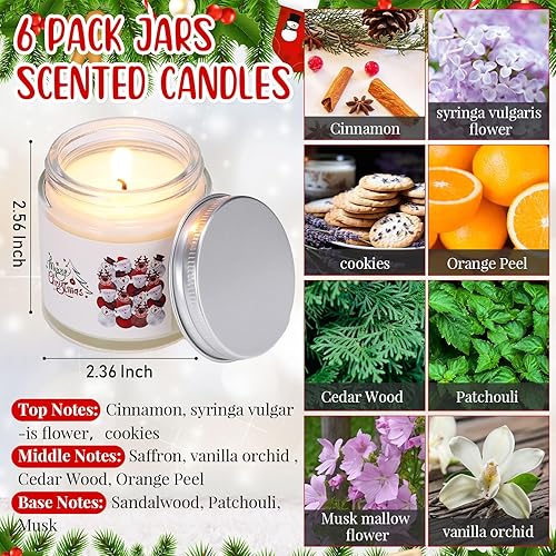 Miniatura 2 de MTLEE 6 velas de Navidad con aroma de soja de Feliz Navidad, tarros perfumados para Navidad, árbol de invierno, regalos de agradecimiento a