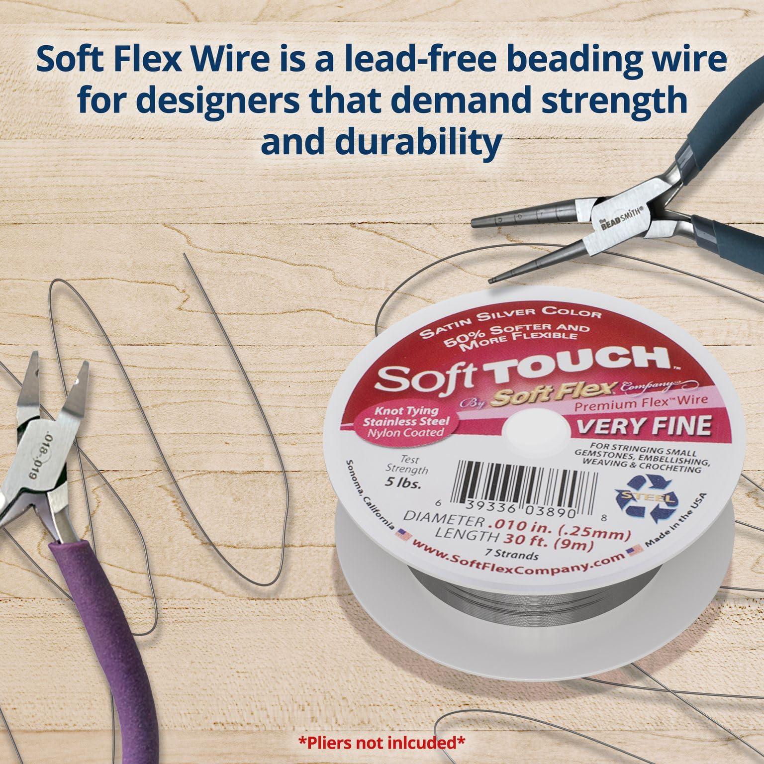 Soft Flex XCR-5411 Soft Touch sehr feiner Schmuckdraht, 0,0 cm / 30,4 cm, silberfarben