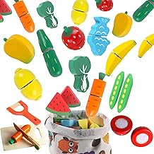 newlng Montessori Wooden Chopping Fruit and Vegetable Toy for Children, Food, Role Play, Gifts for Christmas, Birthday, Party, Children's Day for Boy, Girl, Baby, 2, 3, 4 Years