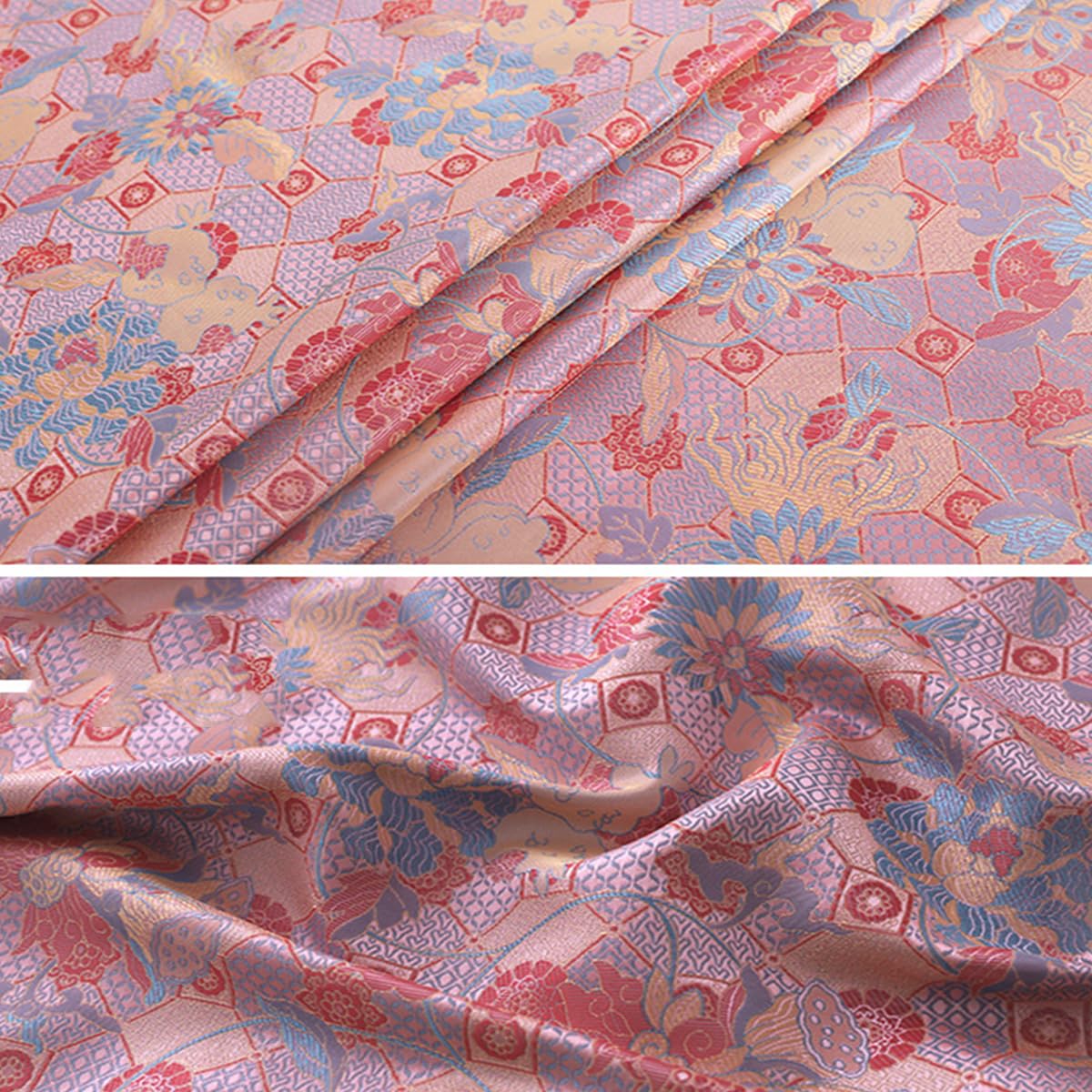 Generic Tkanina, Tkanina Brokatowa Wzór Piwoni Granatu Nadrukowane Tkaniny Cheongsam Vest Fabric/Różowy/1,5 * 1M