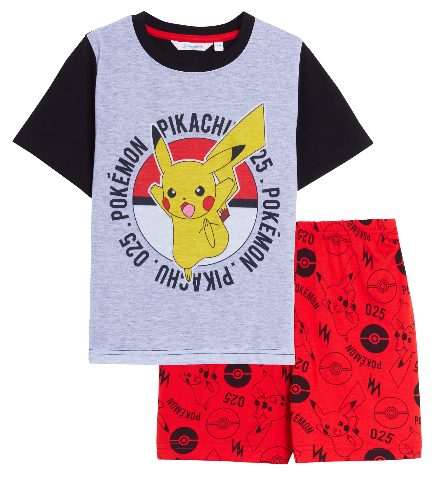 Pokémon Boys Grey Pokemon Short Pyjamas /Red 13-14 Years