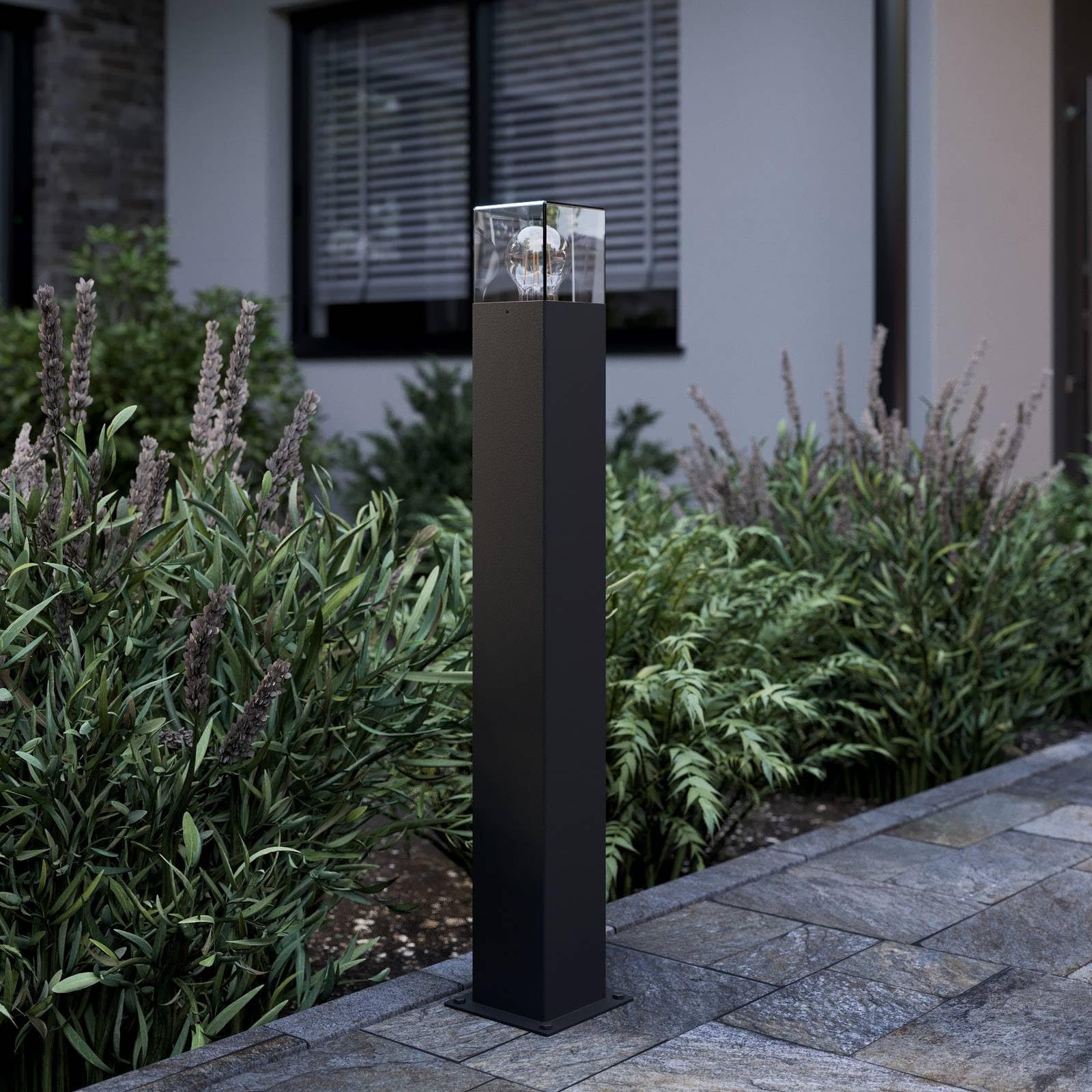 Lucande Lampada da esterni dimmerabile (Moderno) colore Nero, in Alluminio lampioncino paletto luminoso lampada viale lampione