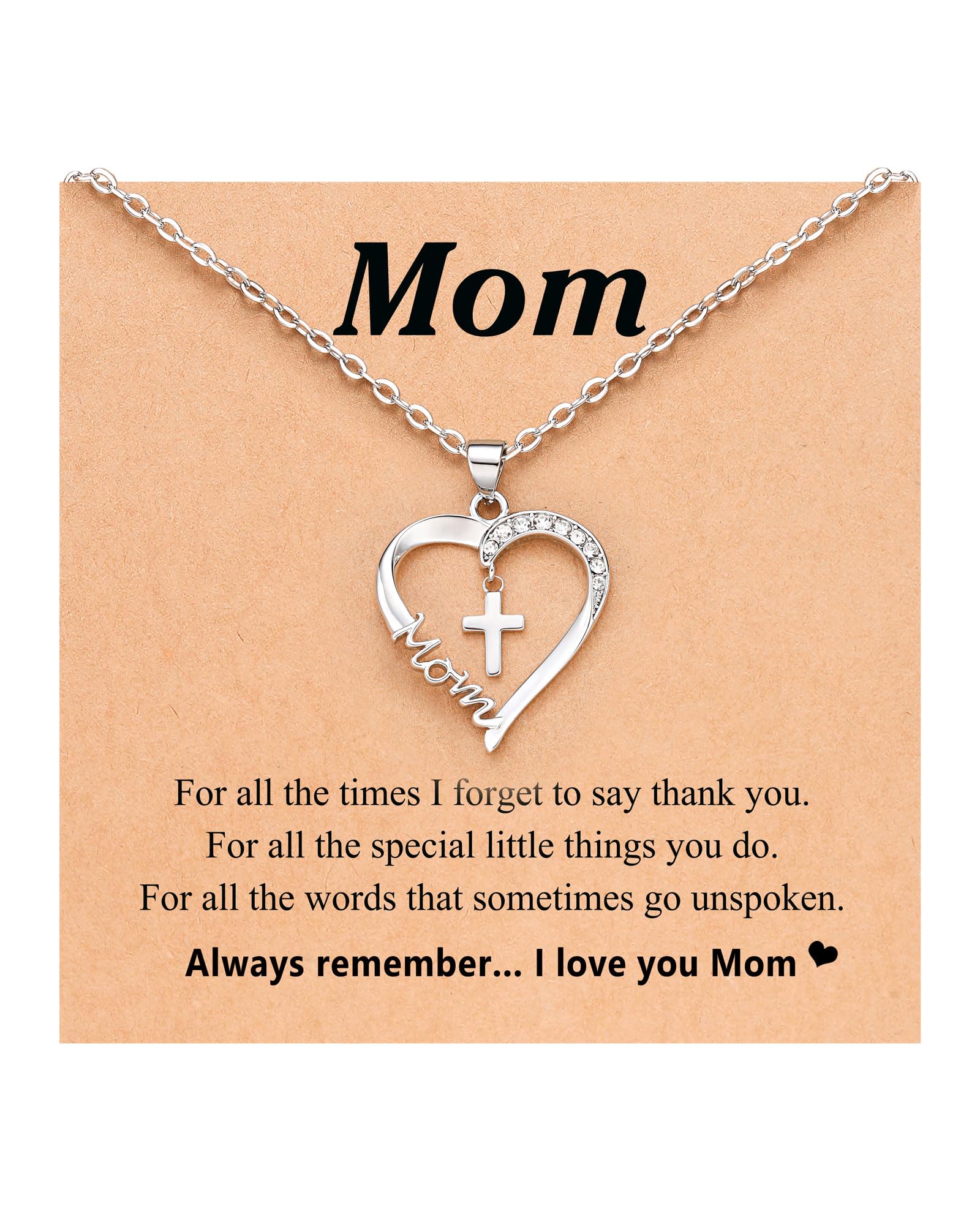 PINKDODO Heart Cross Necklace for Women Baptism Confirmation Easter Gifts