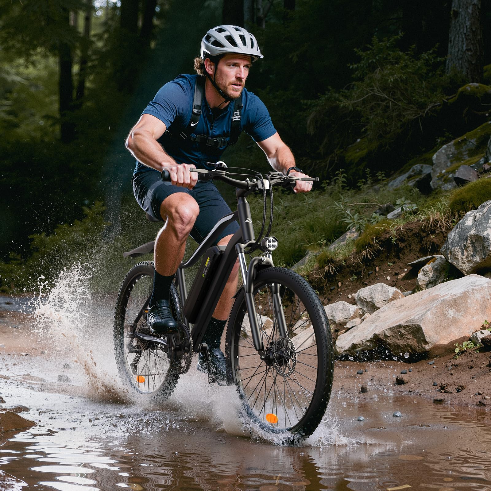 Finbike E Bike 26 Zoll, Elektrofahrrad 36V 10.4/15Ah Tauschbar Akku, 60-100KM Schnelllade EBike mit 7Gänge & Doppelscheibenbremse, E Mountainbike für Stadt,Durft, Alltagsmobilität