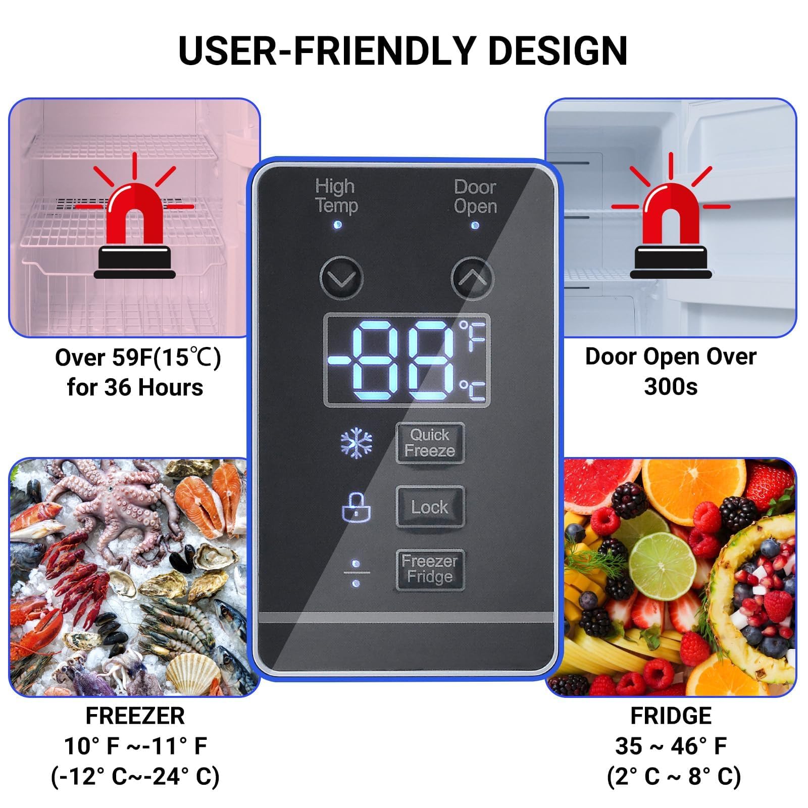 Upright Freezers, Freezer Upright, Convertible Fridge/Freezer, Frost Free Upright Freezer 13.8 cu ft with LED Light, Control Panel, White on Fridge.com