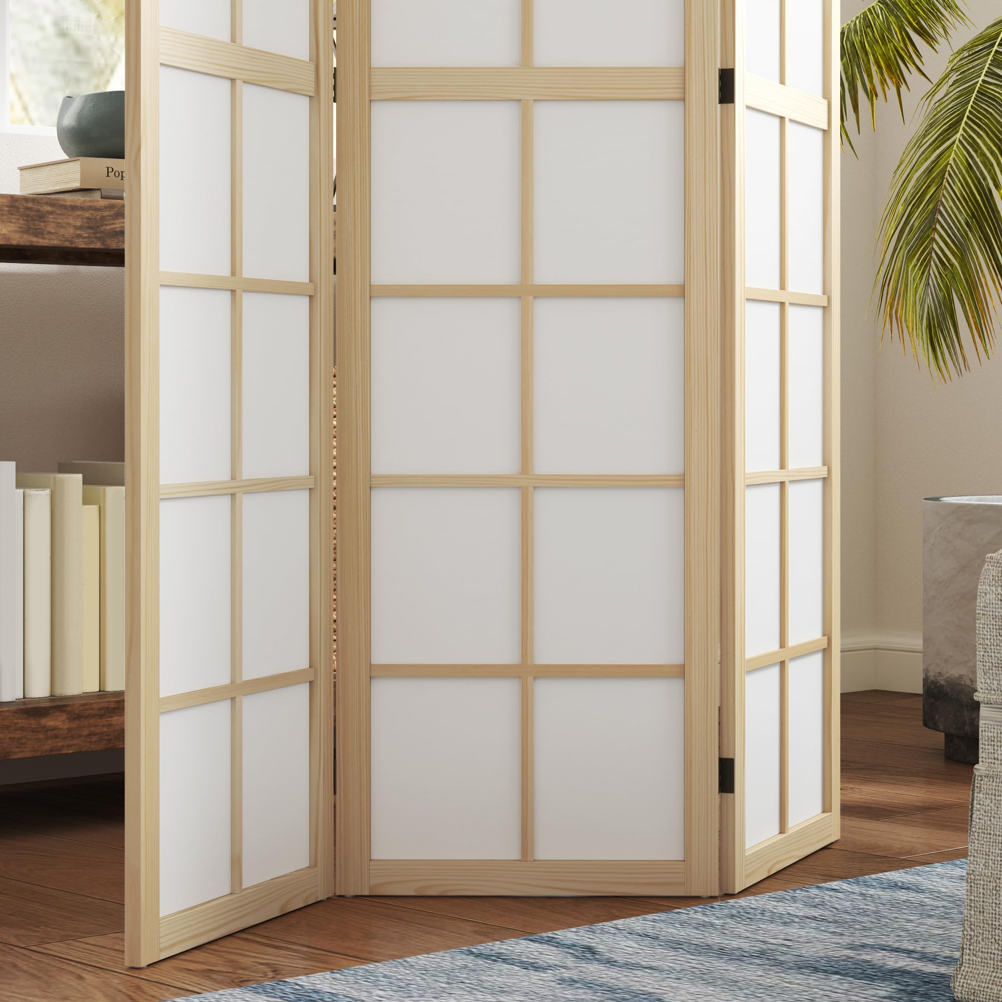 HOMCOM Paravent Raumteiler für Wohnzimmer 3-teilig 120 x 170 cm Natur | Trennwand, Faltbar Raumtrenner, Sichtschutz Stellwand