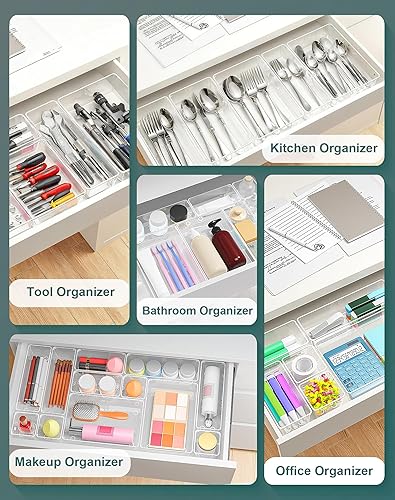 Miniatura 3 de Paquete de 55 organizadores de cajones transparentes