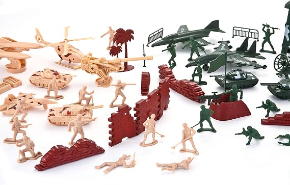 JOYIN 164 Piece Military Soldier Playset Army Men Play Bucket Army Action Figures Battle Group Deluxe Military Playset, Aircrafts, Helicopters, Tanks with Bucket, Birthday Gifts for Boys 3 4 5 6 7 8