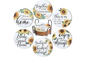 Chengu 6 Pieces Vintage Sunflower Drink Coasters Set