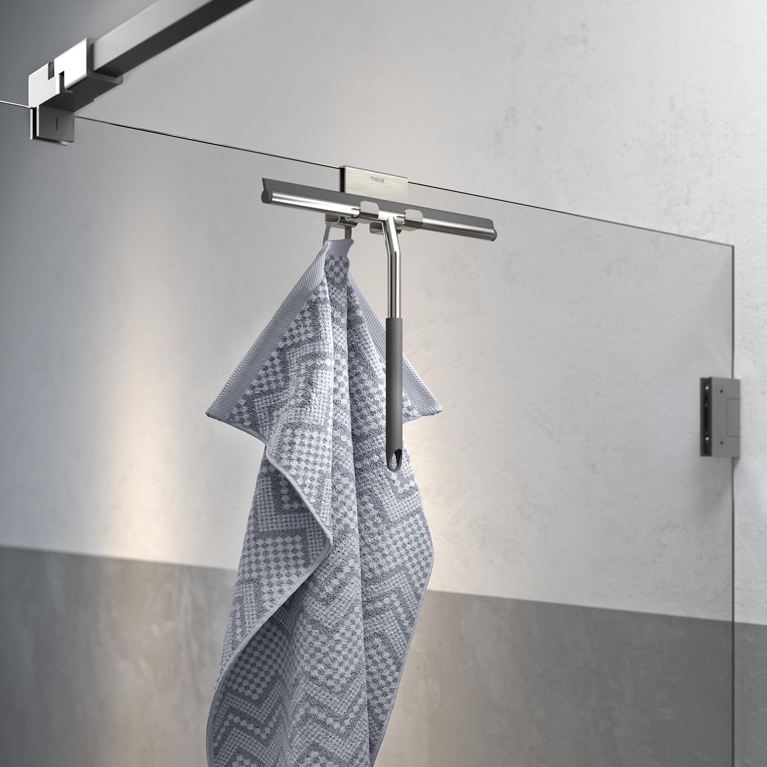 Tiger Caddy Towel Hook for Shower Enclosure 6-8 mm Double 5 6 x 7 x 5 cm Brushed — view 7