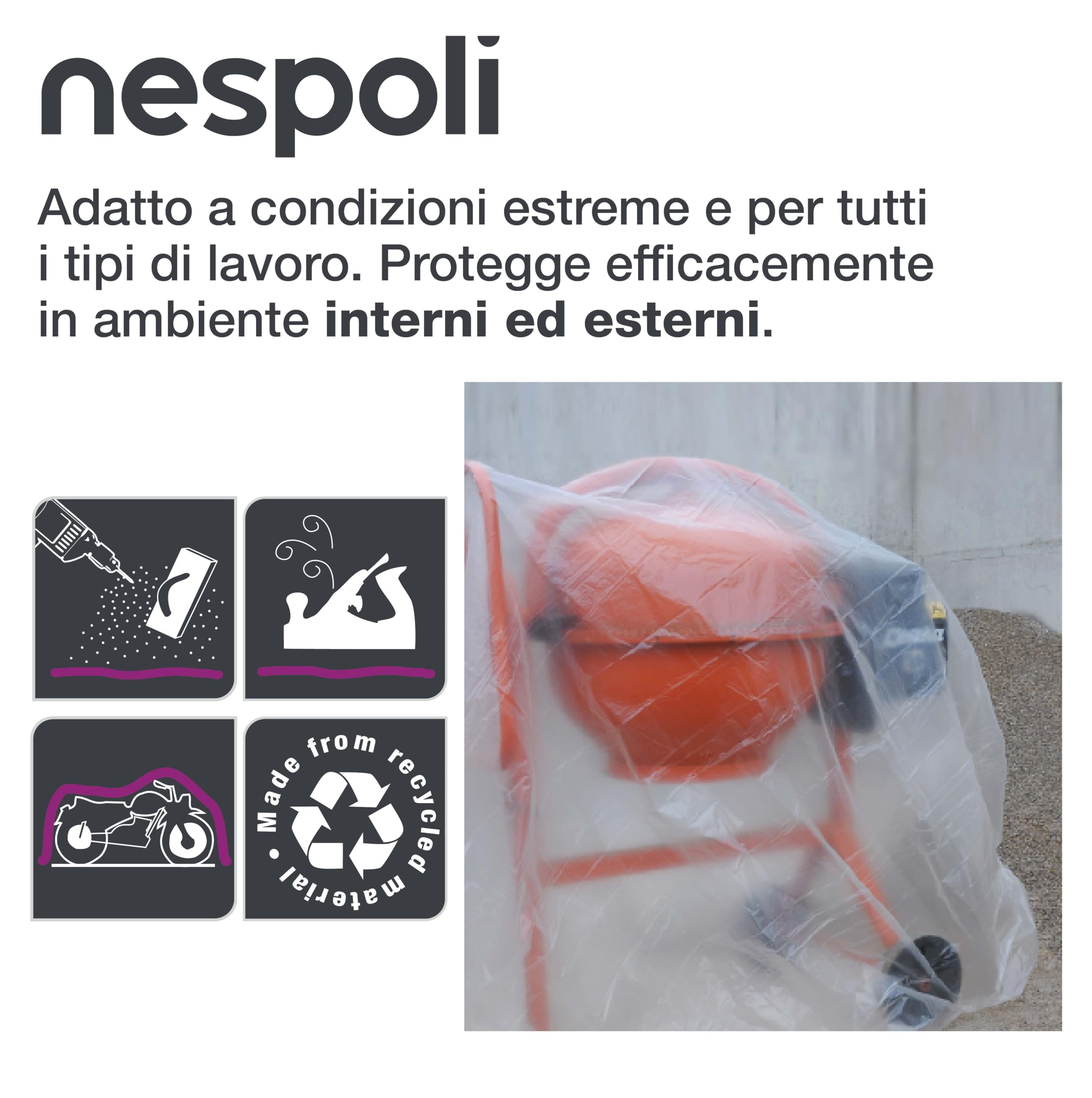 Nespoli – Telo Copritutto 4x5m per Cantieri, Ristrutturazioni, Lavori Domestici, Utilizzabile come Telo Impermeabile Esterno e Copri Moto, Telone Impermeabile per Esterno Resistente e Antistrappo 20m²