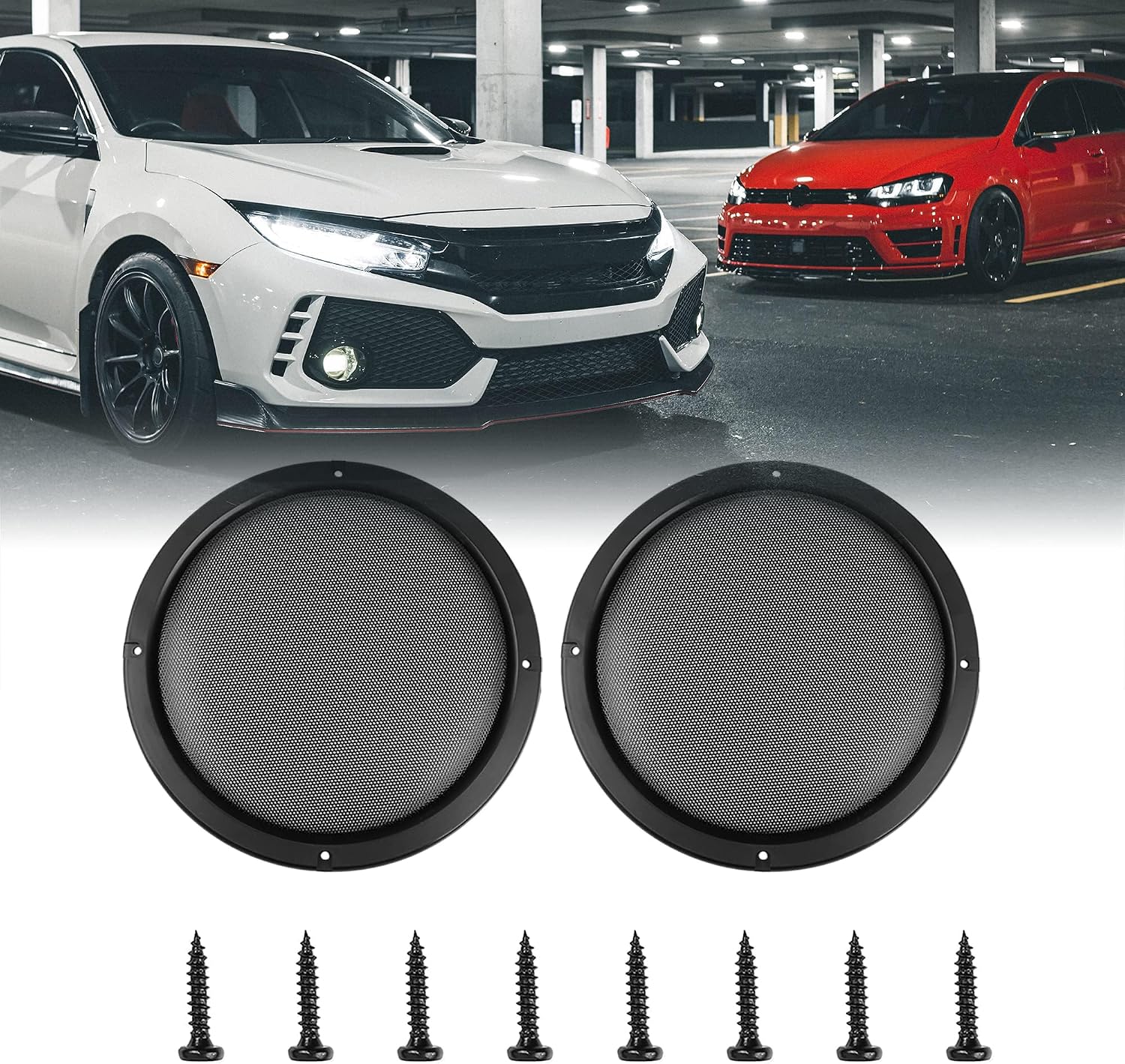 Unifizz Car 2pcs Speaker Mesh Grill Cover Protector Sub Woofer Subwoofer Grille Set 8.5" Black