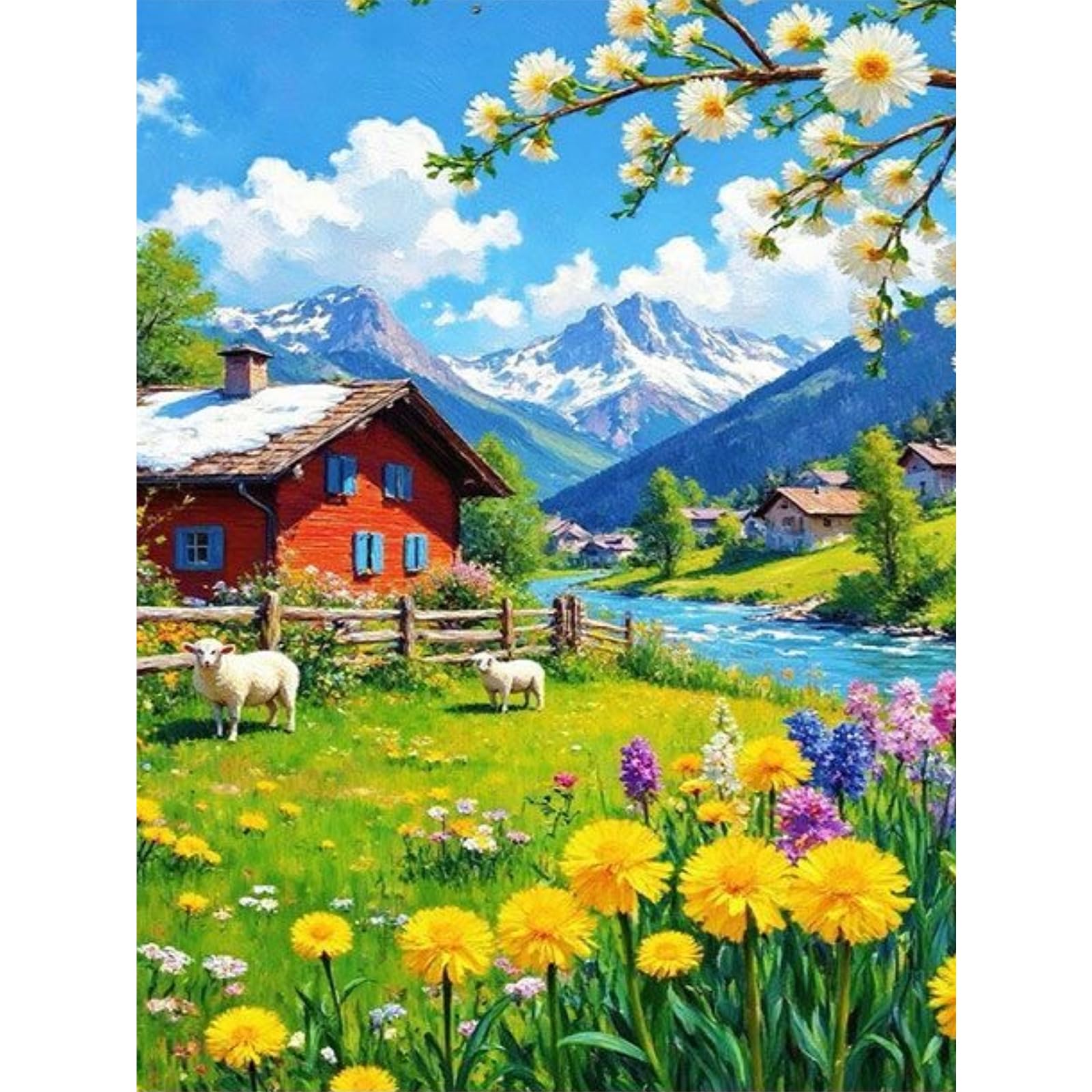 Spring DIY Paint By Numbers Kit on Canvas 30x40cm with Frame Paint by Numbers Kits Drawing Paintwork for Beginners Adults Gift Home Wall Decor