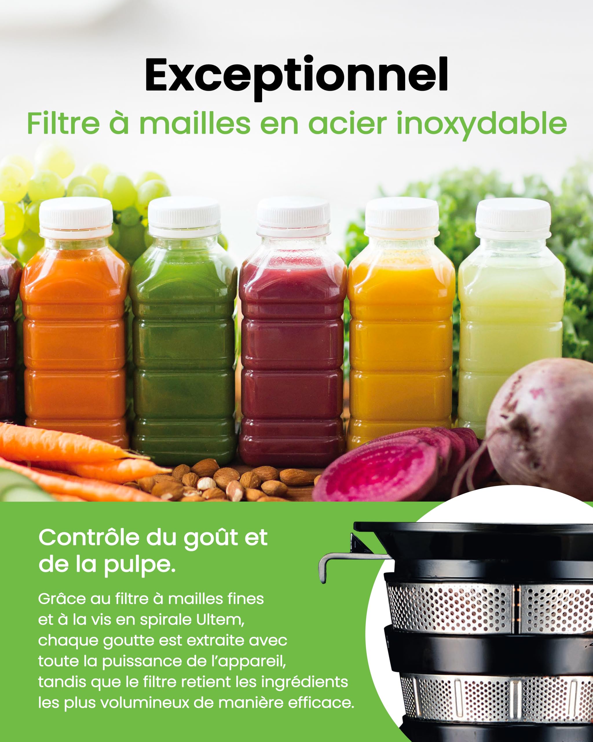 HUROM Extracteur de Jus H320N Presse à Froid 200W 2L Sans BPA Titan