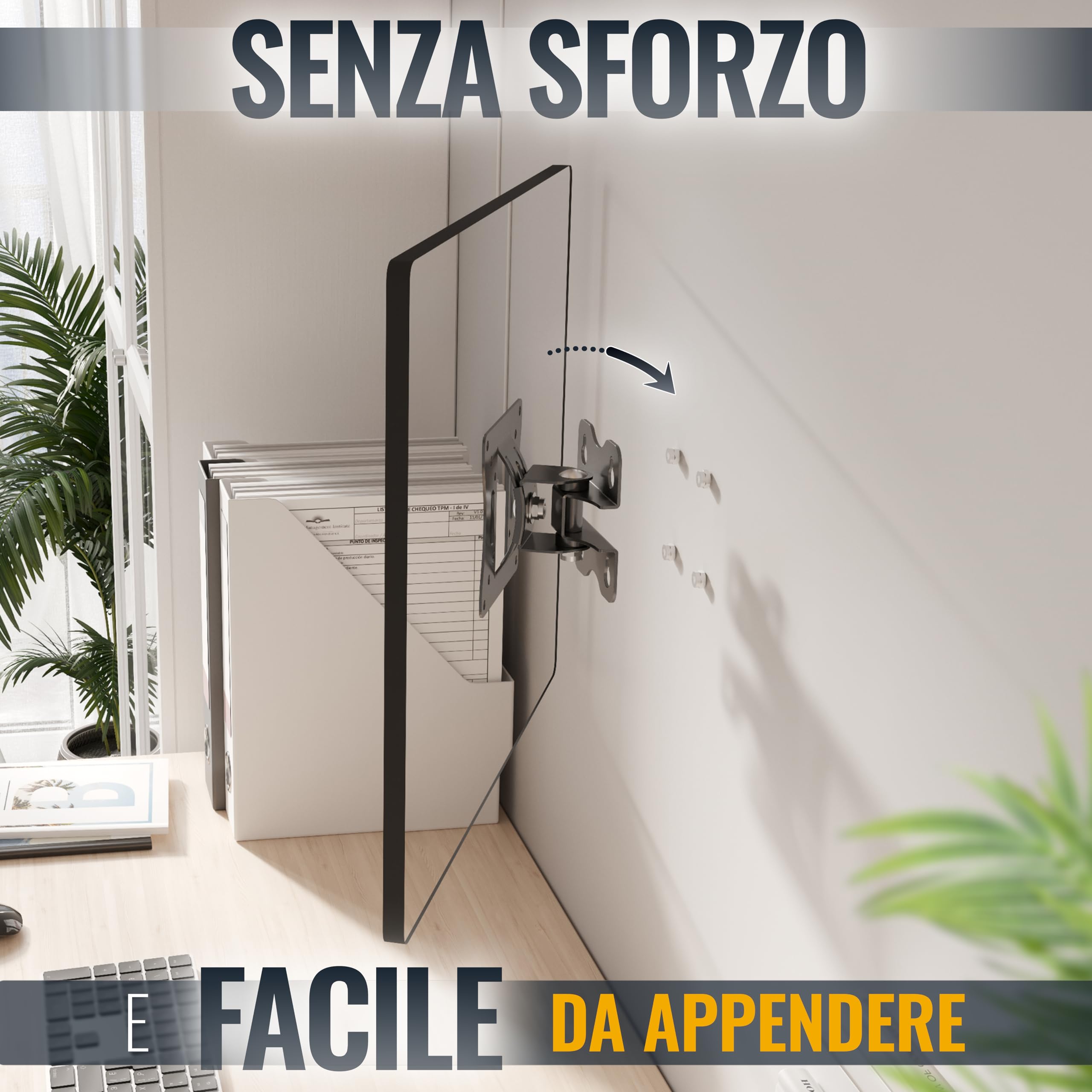 RICOO S0711 Supporto monitor da parete Staffa schermo 13-34 pollici per 13 34 pollici girevole inclinabile fino a 25 kg max VESA 100x100