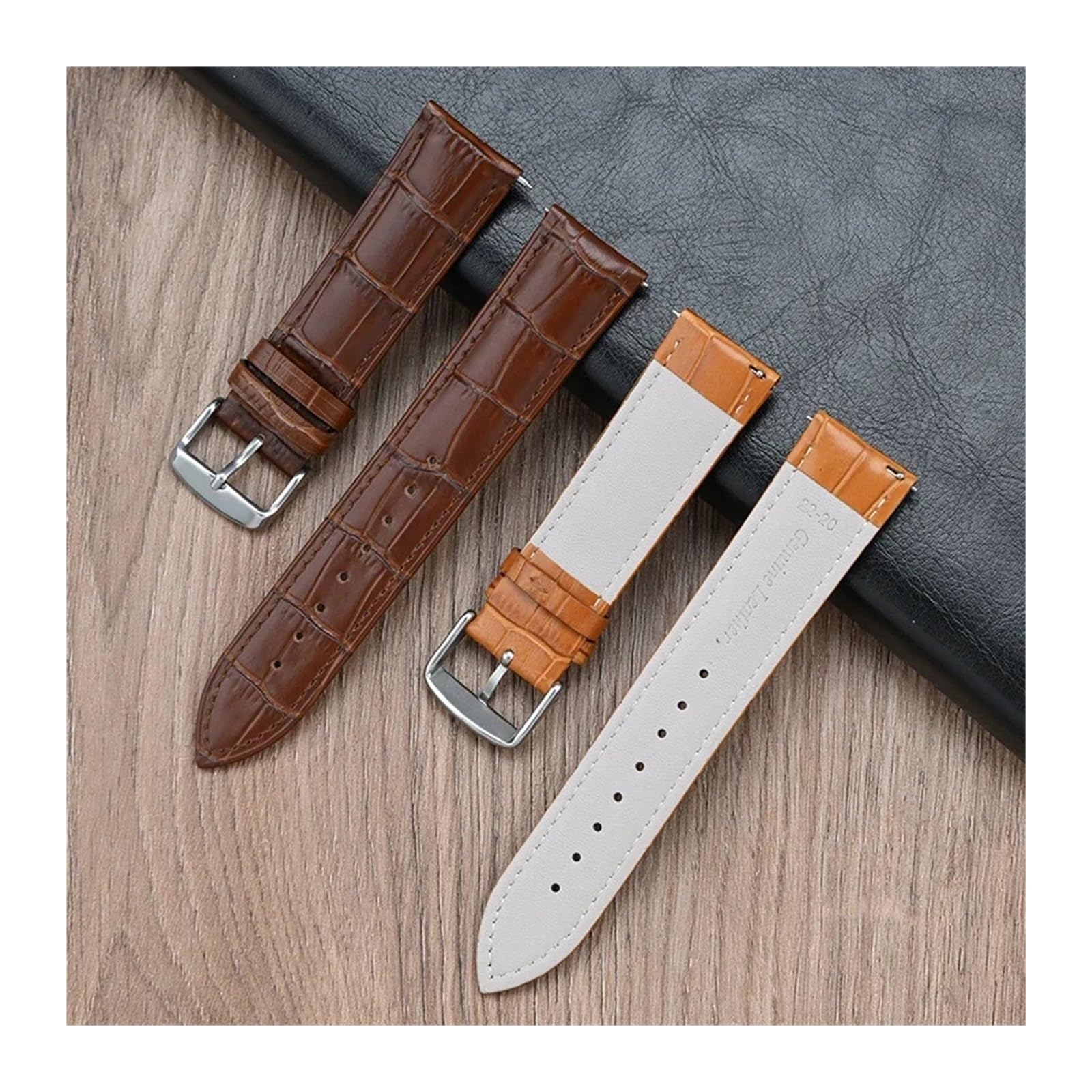 Générique NASUNJIA Bracelet de montre universel en cuir véritable à dégagement rapide, dimensions: 12, 13, 14, 15, 16, 17, 18, 19, 20, 21, 22, 23, 24, 26mm