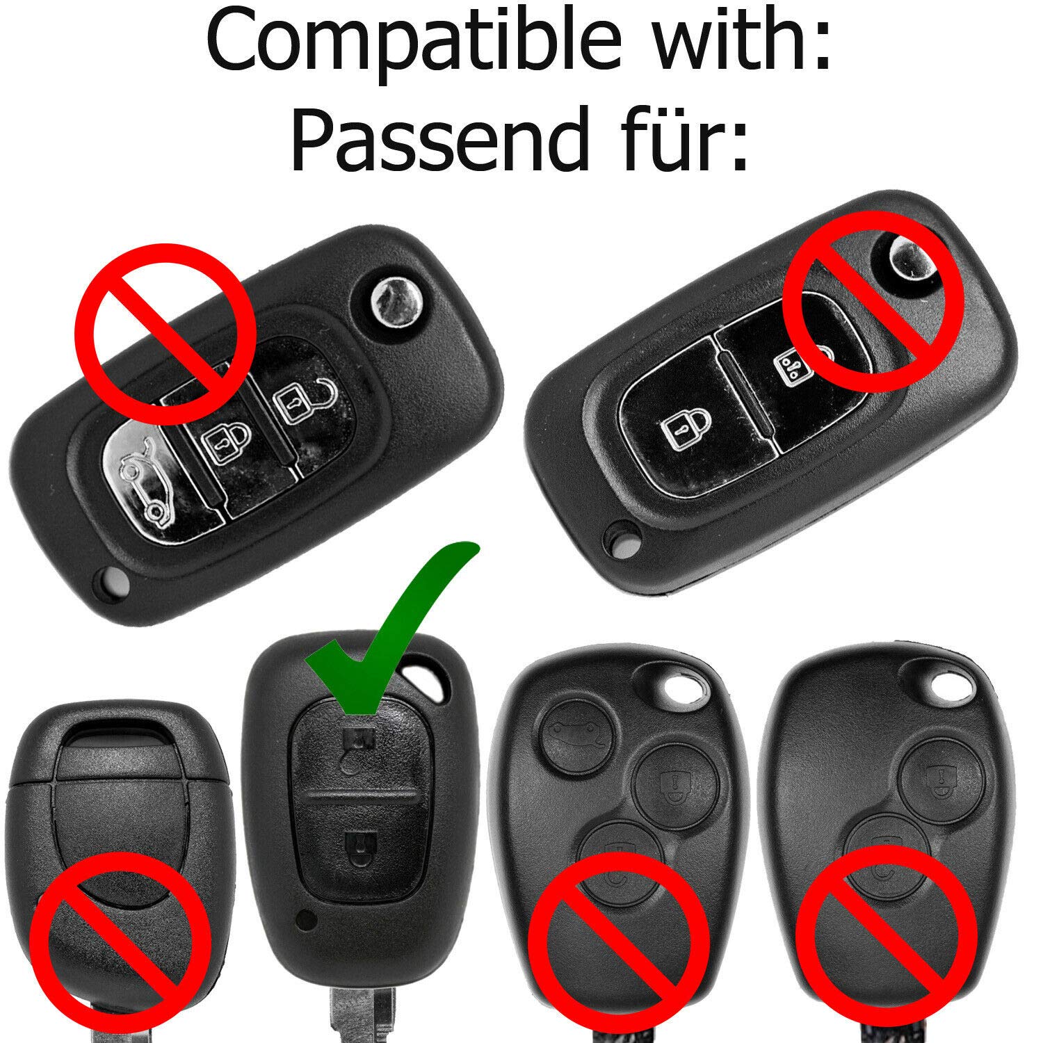 PTATT Custodia Protettiva per Chiave Auto in Silicone per R-enault Trafic Vivaro Primastar Movano Kangoo Logan 2 Clio 3 per Portachiavi O-PEL Vivaro