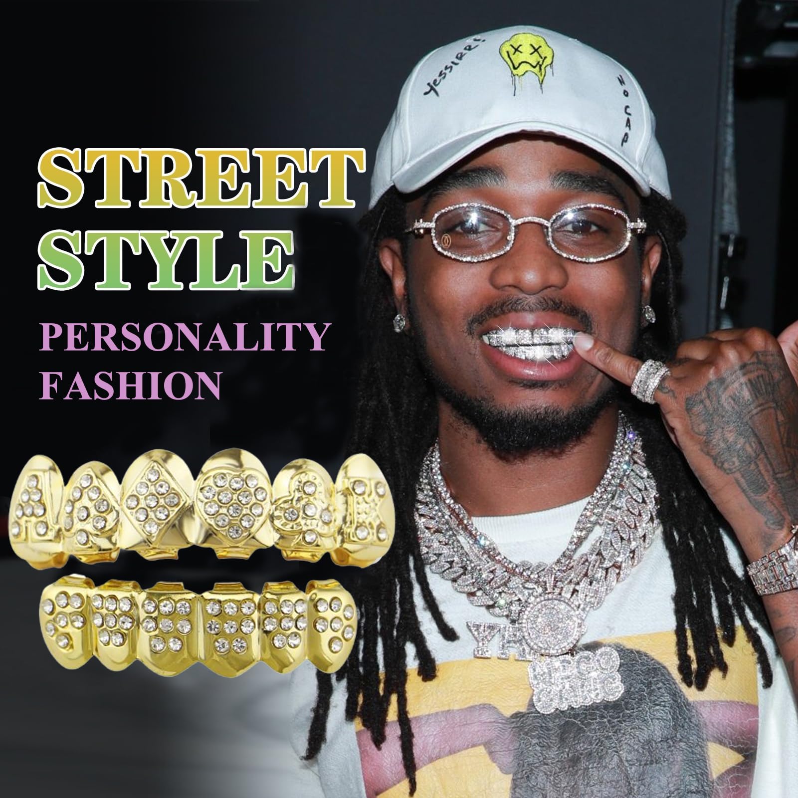 Qiwenr Hip Hop Teeth Grills, Rapper Braces, Bottom Grills, Hip Hop Custom Fit Polished Teeth Grillz - Image 4