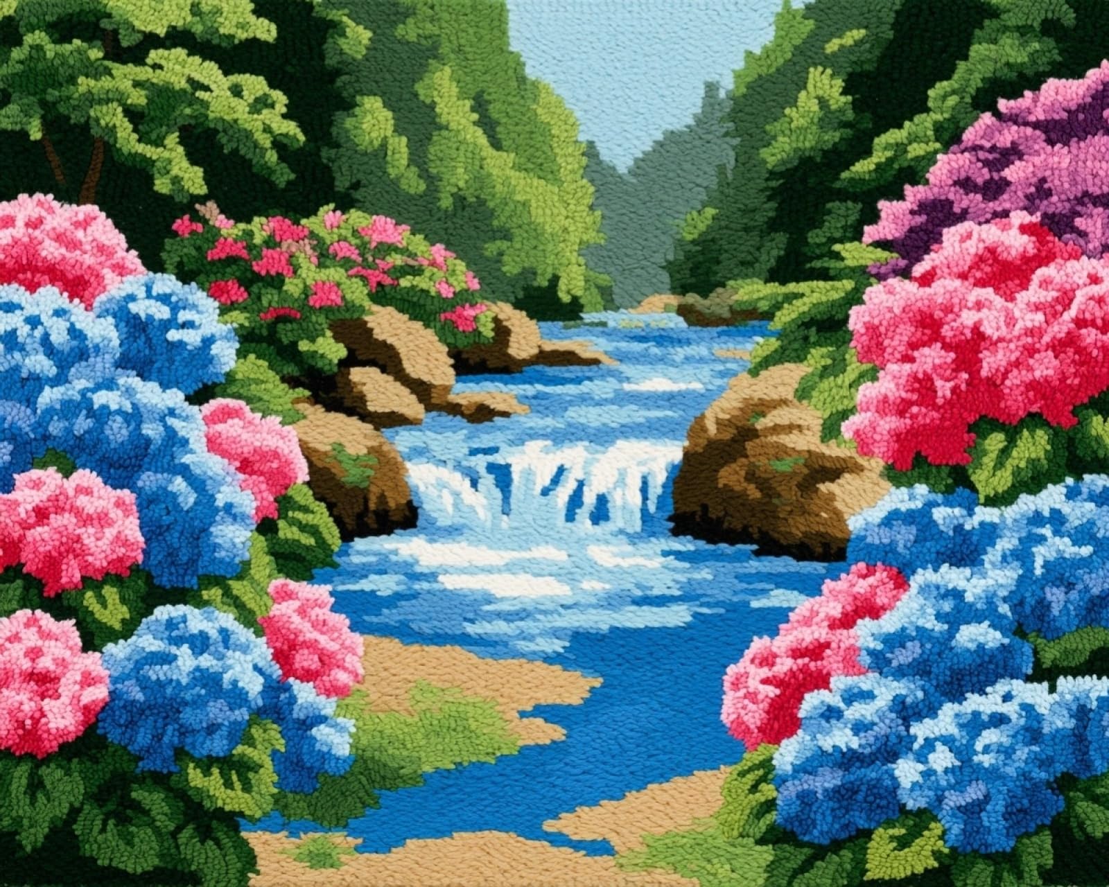 Wallphantom Stream Hydrangea Latch Hook Kits Rugs,
