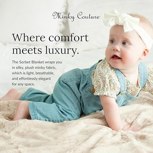 Miniatura 4 de Minky Couture Sorbet - Manta ultrasuave para una comodidad suave y sedosa, manta decorativa de alta calidad, tela transpirable, tela transpirable