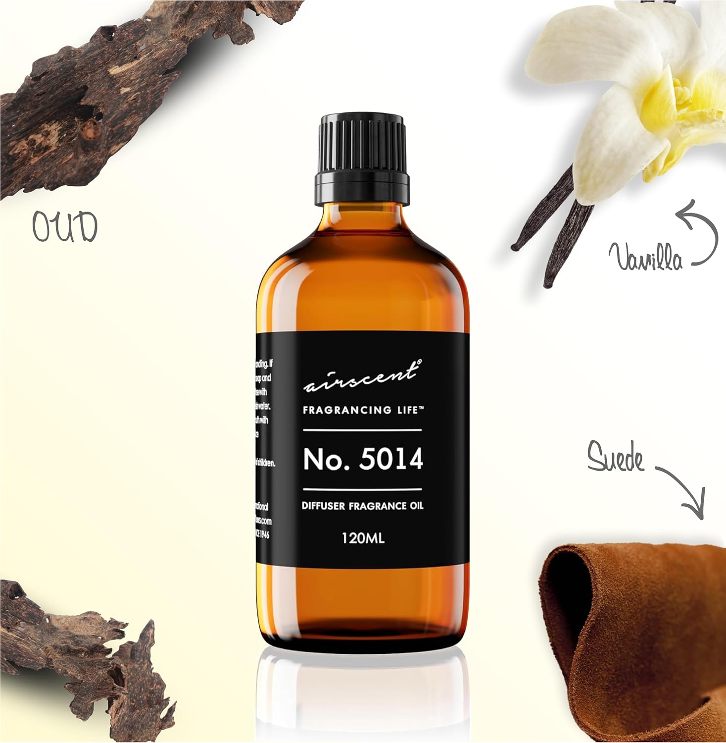 AirScent No. 5014 Dubai Perfume Dupe Diffuser Oil Inspired by Artemus Oud - Oud Suede Vanilla - Fragrance Oil Blend for Ultrasonic and Waterless Diffusers and Crafting - 120 mL, 4 fl oz Dropper Bottle